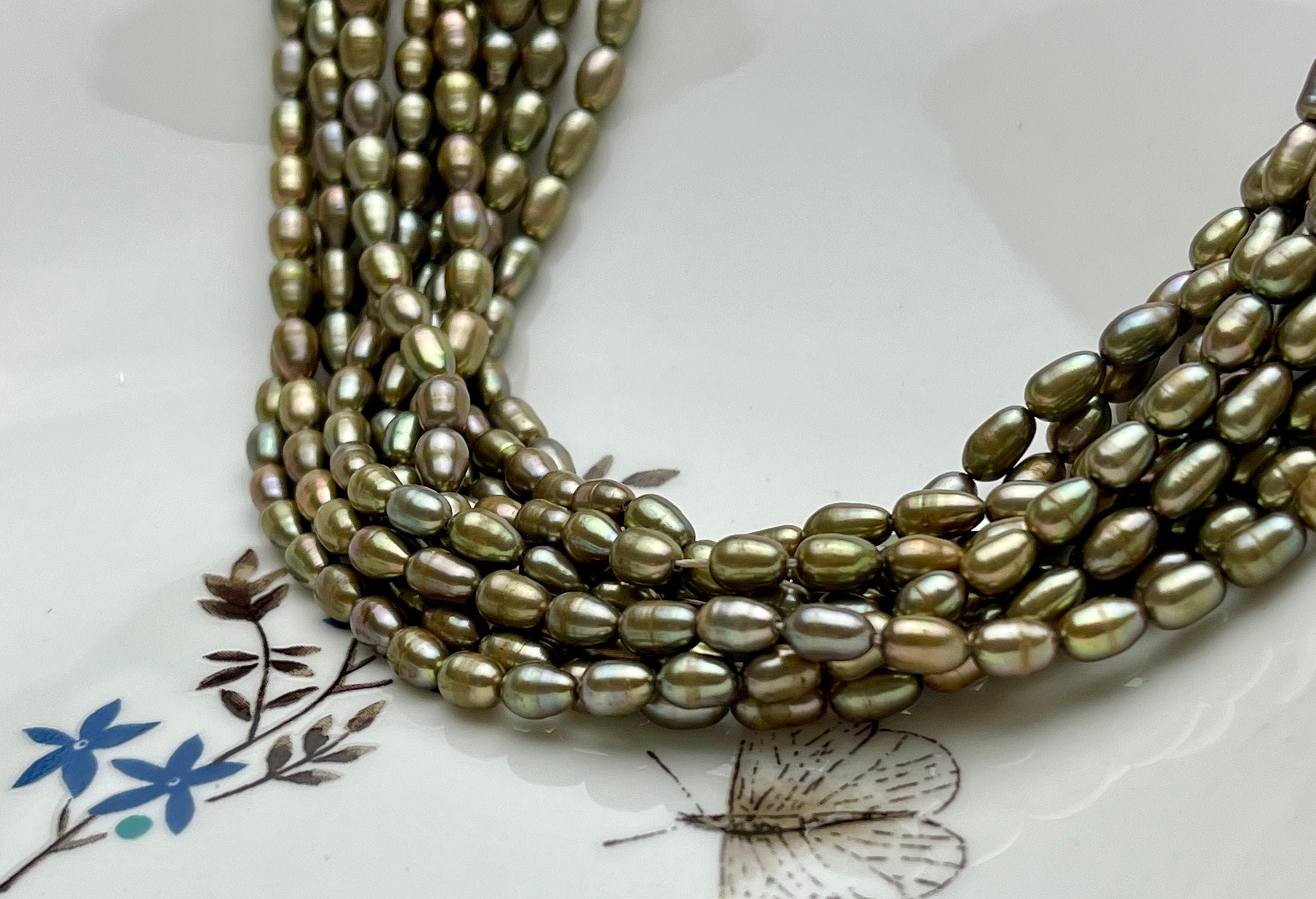 Perle d'acqua dolce ovali/di riso color viola o champagne AA da 4x5,5 mm Perle d'acqua dolce autentiche Perle d'acqua dolce Perle di semi d'acqua dolc