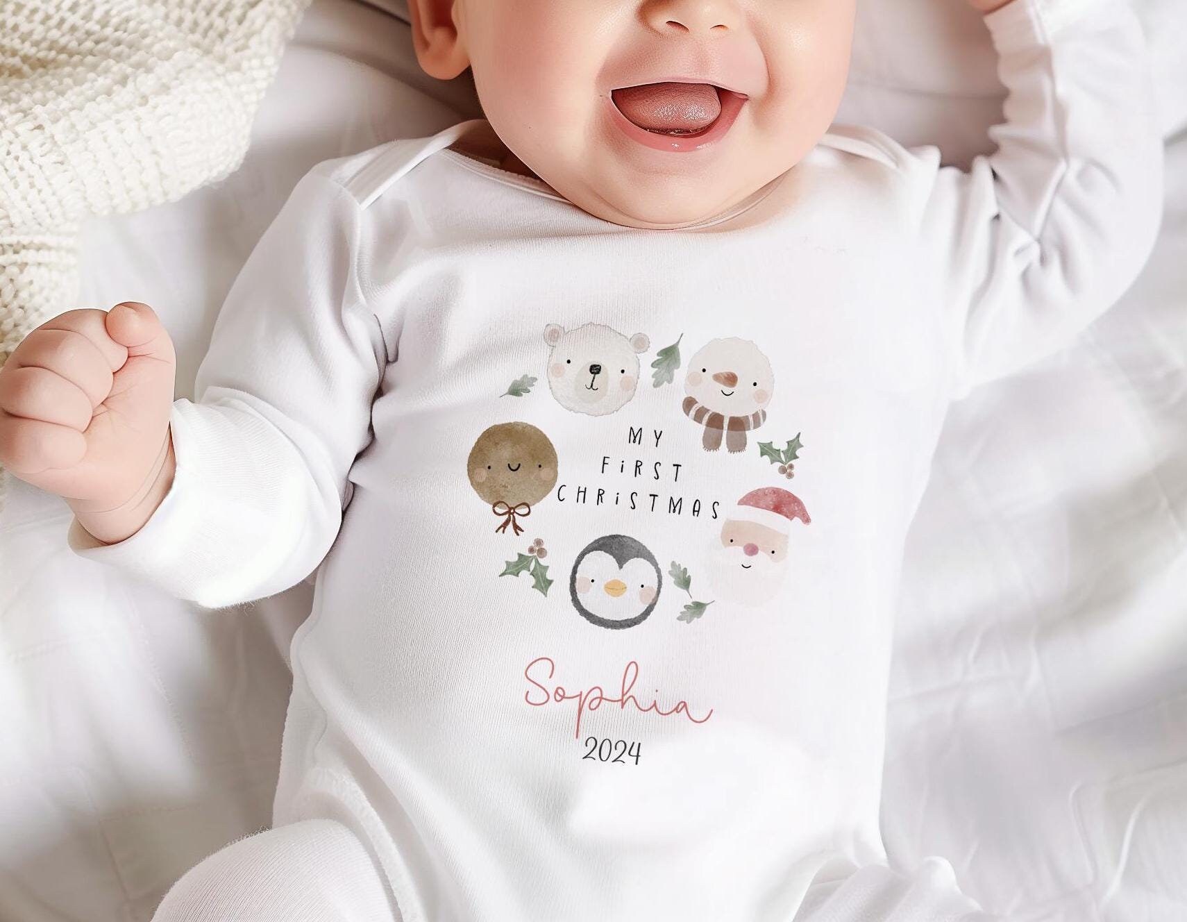 Tutina da notte personalizzata per il primo Natale, vestito di Natale per Babbo Natale, regalo di Natale per neonati, i miei primi vestiti di Natale,