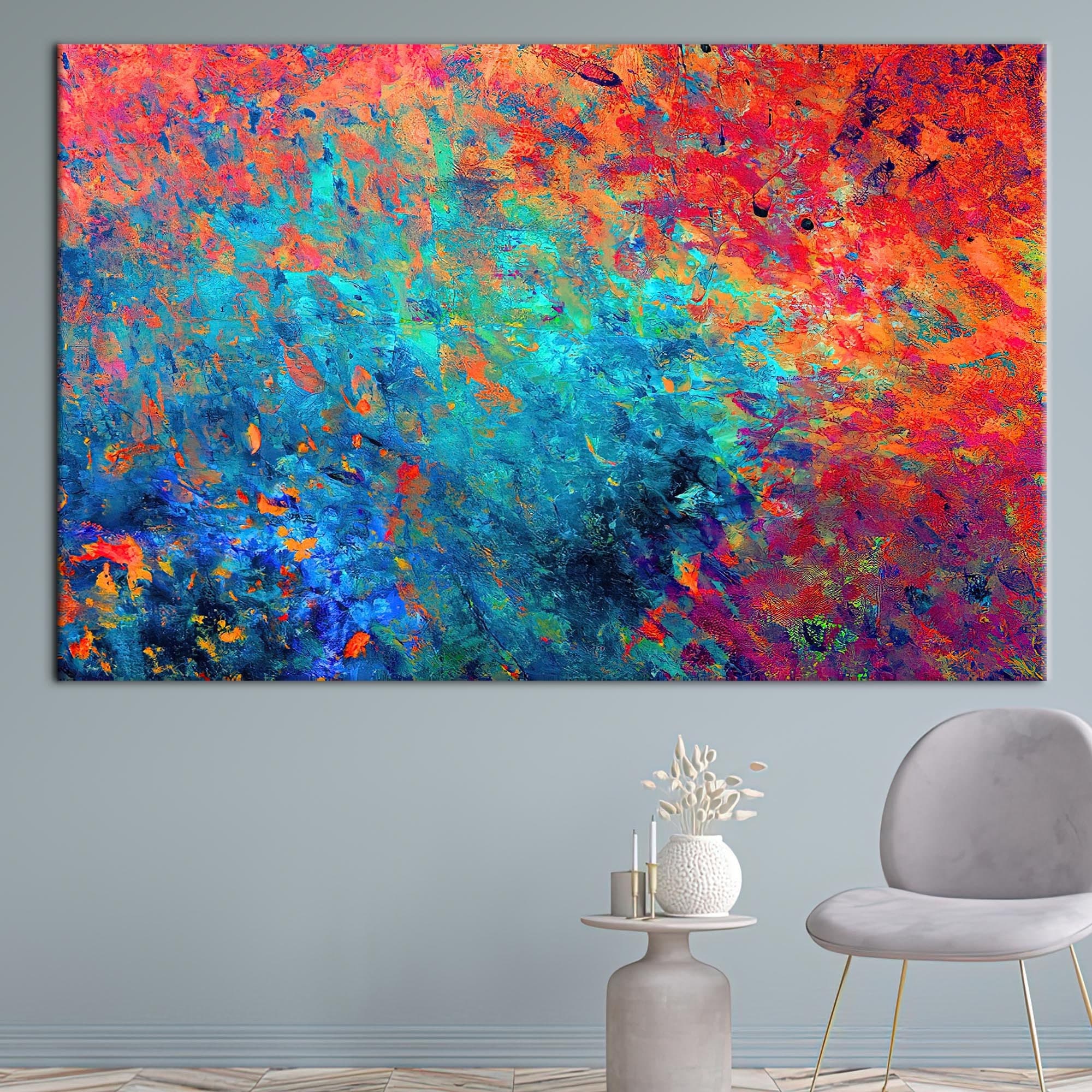 Tela arancione, arte moderna, arte rossa, arte astratta colorata, tela artistica colorata, stampa contemporanea, decorazioni murali moderne e colorate