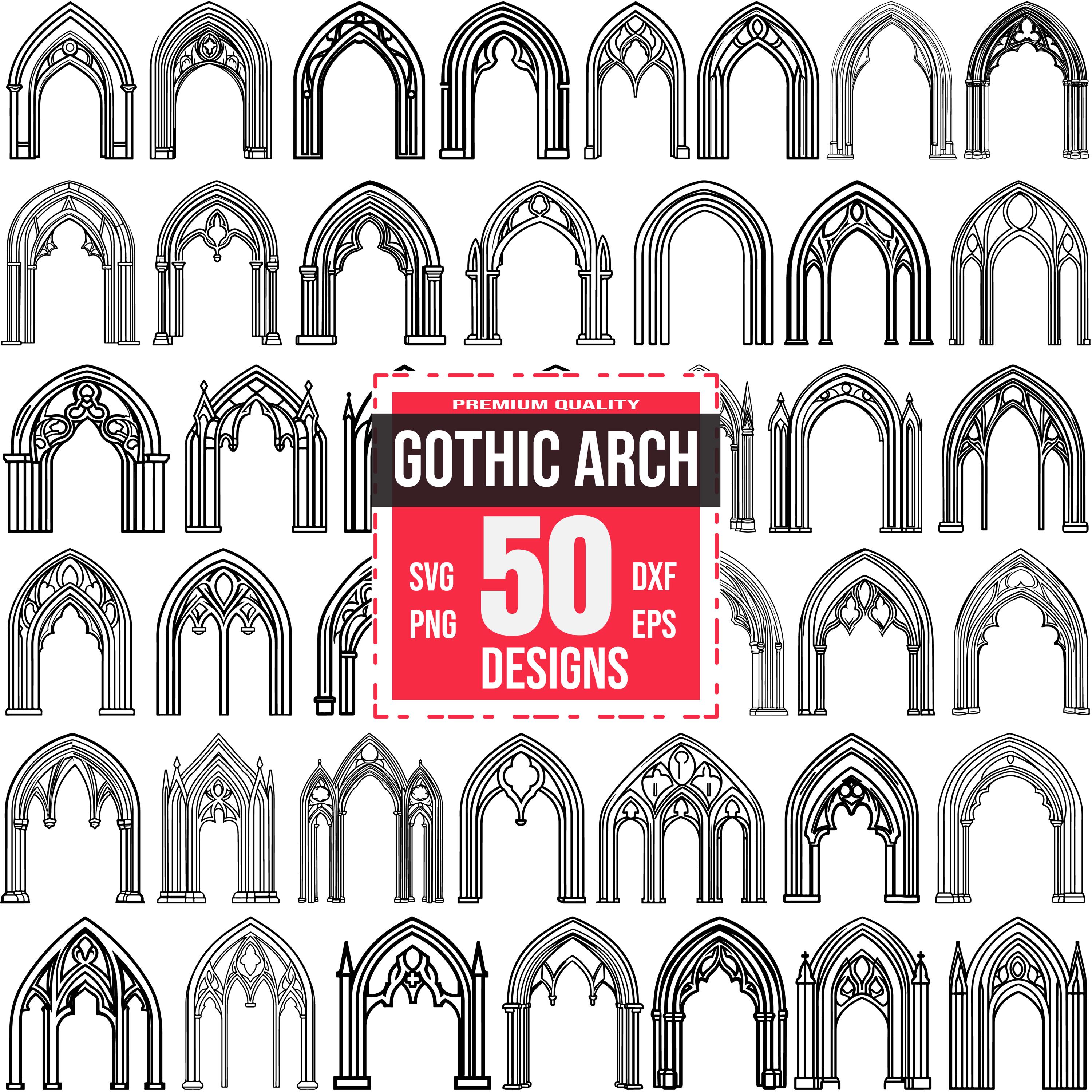 Pacchetto Svg Arco Gotico, Arco Gotico, Arco Gotico, Eps Arco Gotico, Architettura Gotica, Arco Medievale, Clipart Arco Gotico, Vettore Arco Gotico