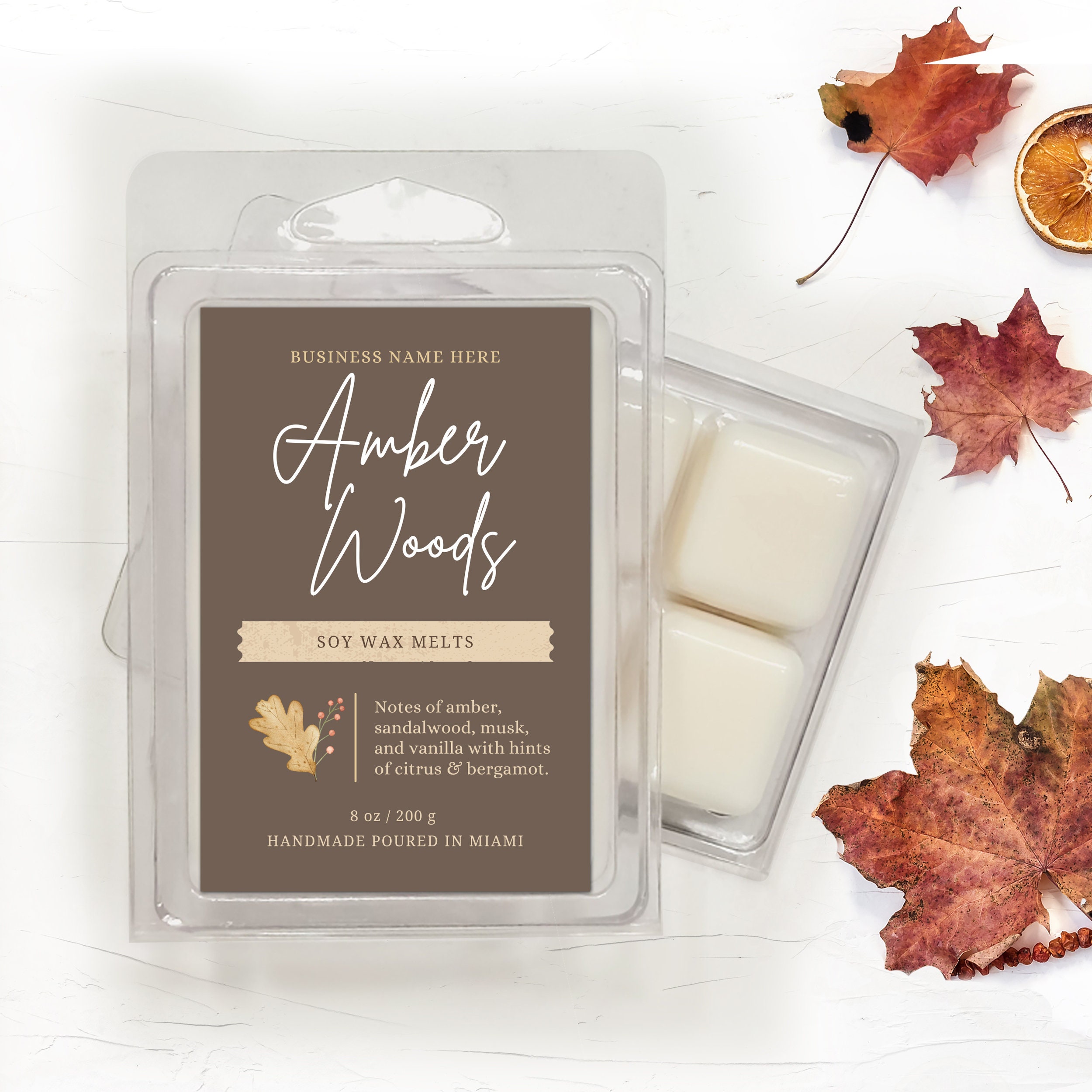 Modello di etichetta per cera fusa autunnale / Modello di etichetta per cera fusa autunnale / Etichetta modificabile / Etichetta adesiva per cera fusa