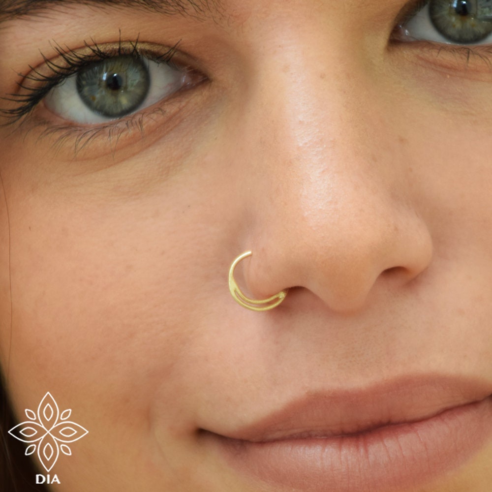 Anello al naso a forma di luna, anello al naso a forma di mezzaluna, anello al setto nasale, gioielli al naso, anello al naso in oro, piercing al naso