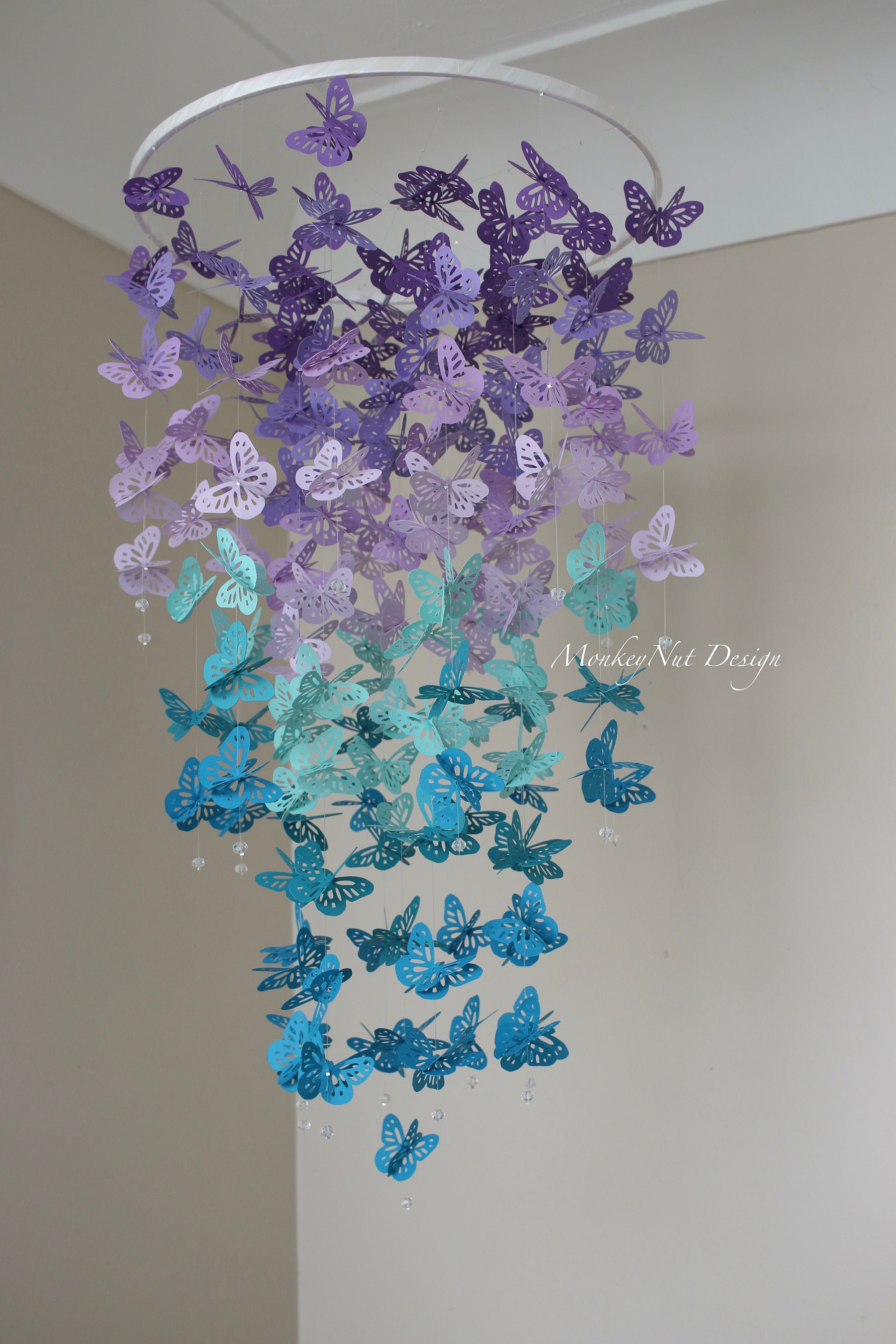 Mobile farfalla viola/mobile farfalla verde acqua/turchese/schiuma di mare/mobile farfalla/cameretta per bambine/baby shower/mobile farfalla per culla