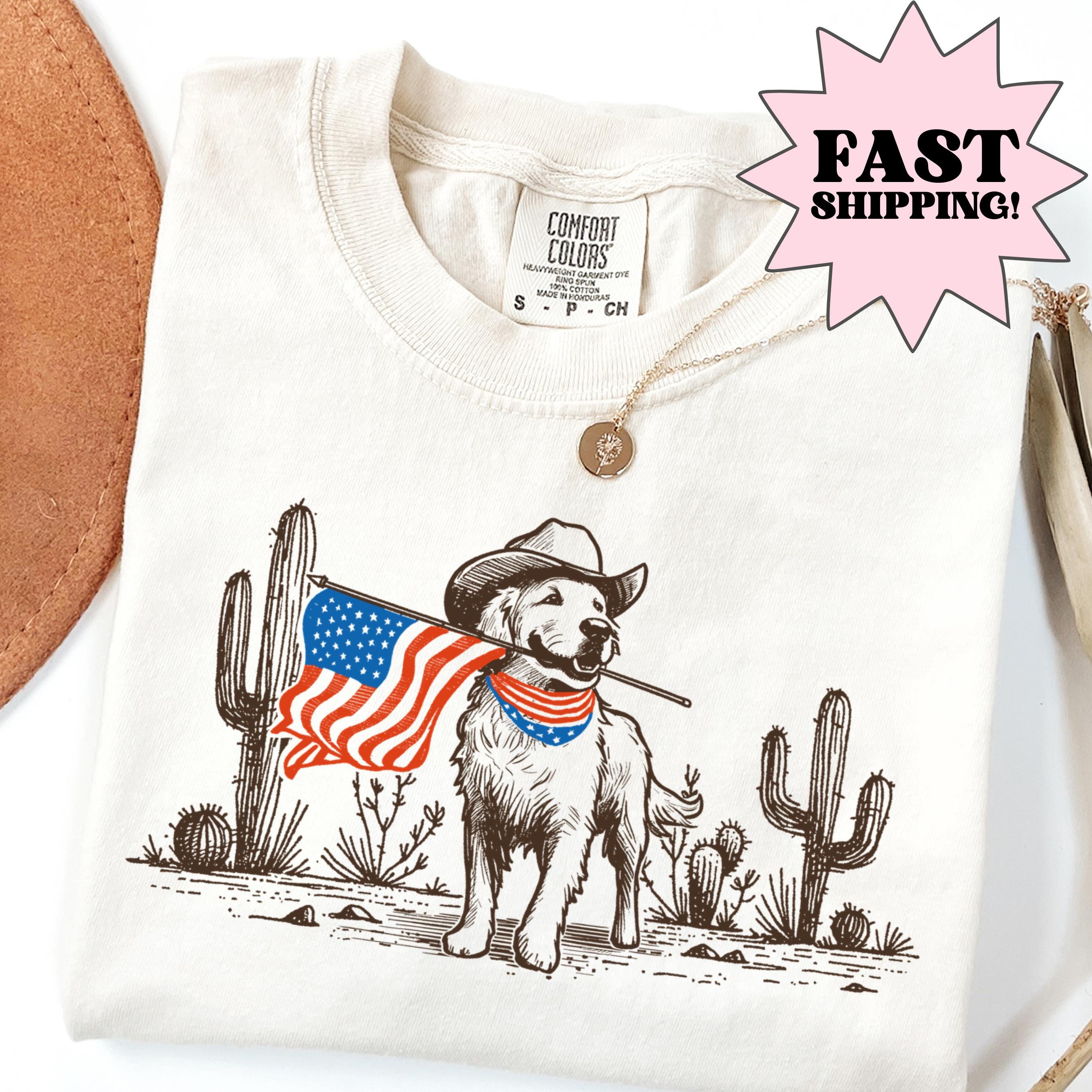 Maglietta per cani Comfort Colors, maglietta del 4 luglio, maglietta USA, maglietta Western, maglietta del 4 luglio, maglietta con bandiera americana,
