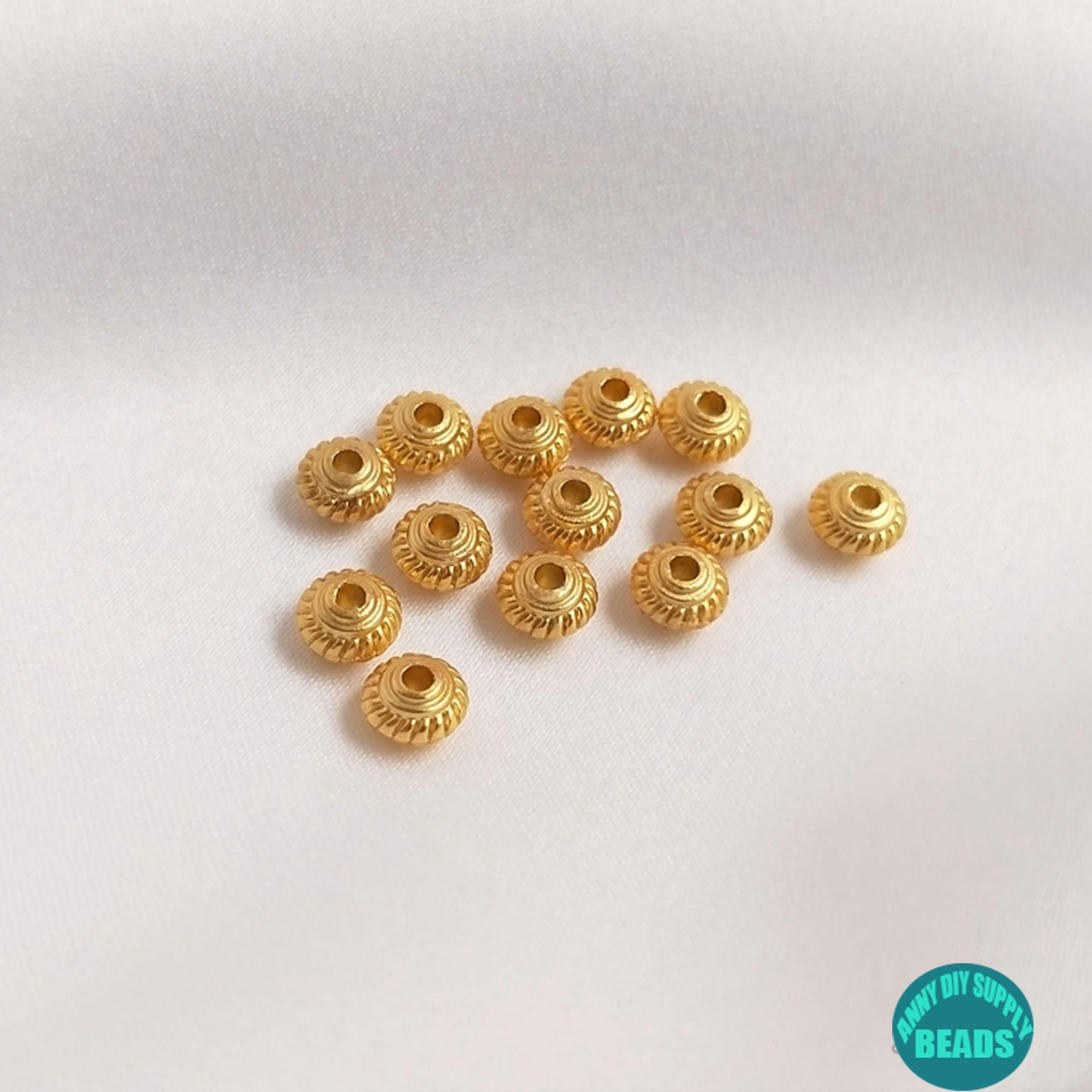 10/50/100 pezzi di perline rondelle placcate oro 24K, perline distanziatrici placcate oro, perline UFO placcate oro, perline distanziatrici placcate o