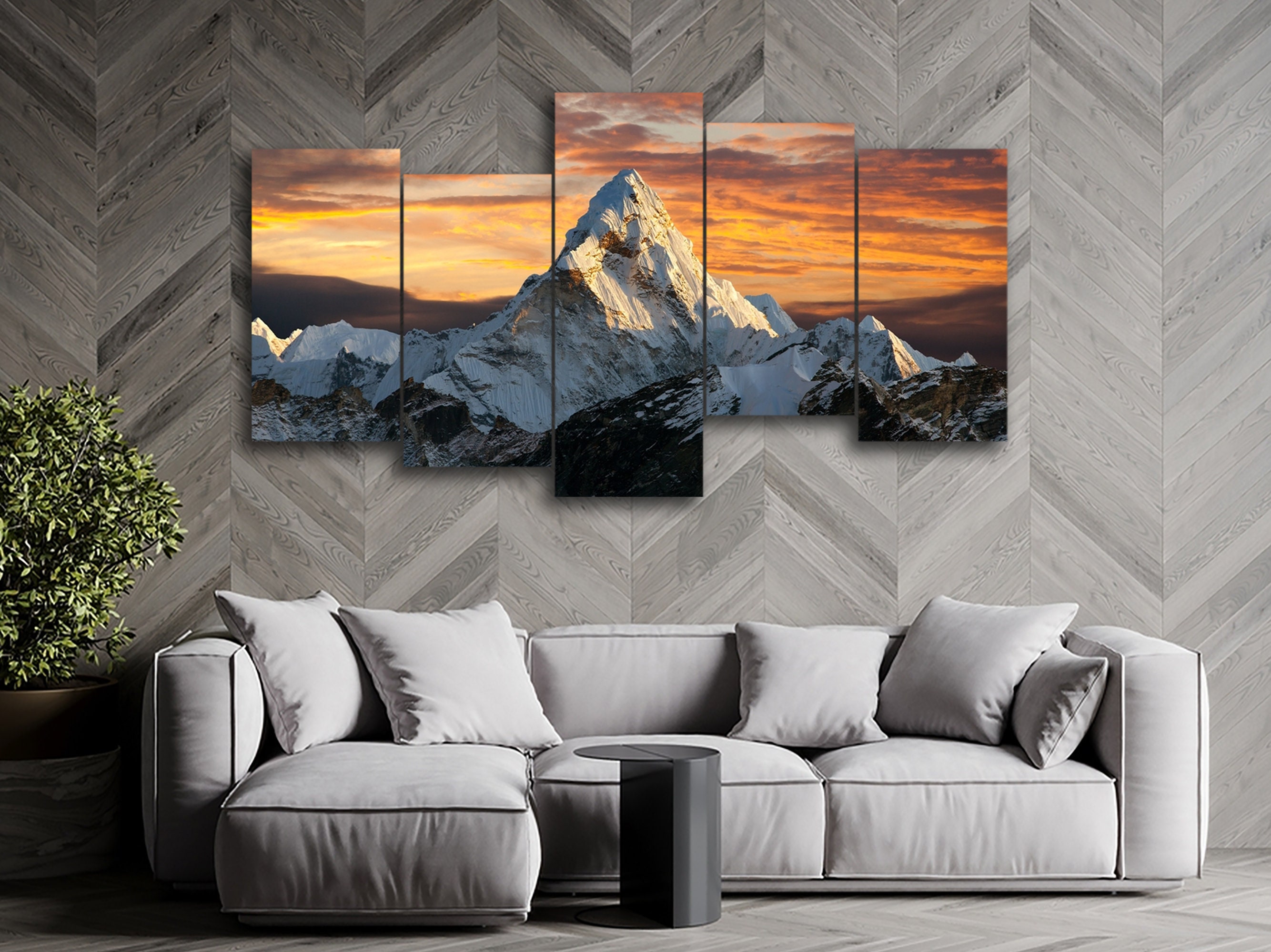 Ama Dablam Mountain 5 pezzi Canvas Wall Art, Large Framed 5 Panel Canvas Wall Art, Extra Large Framed Canvas Wall Art, Modern Abstract Art