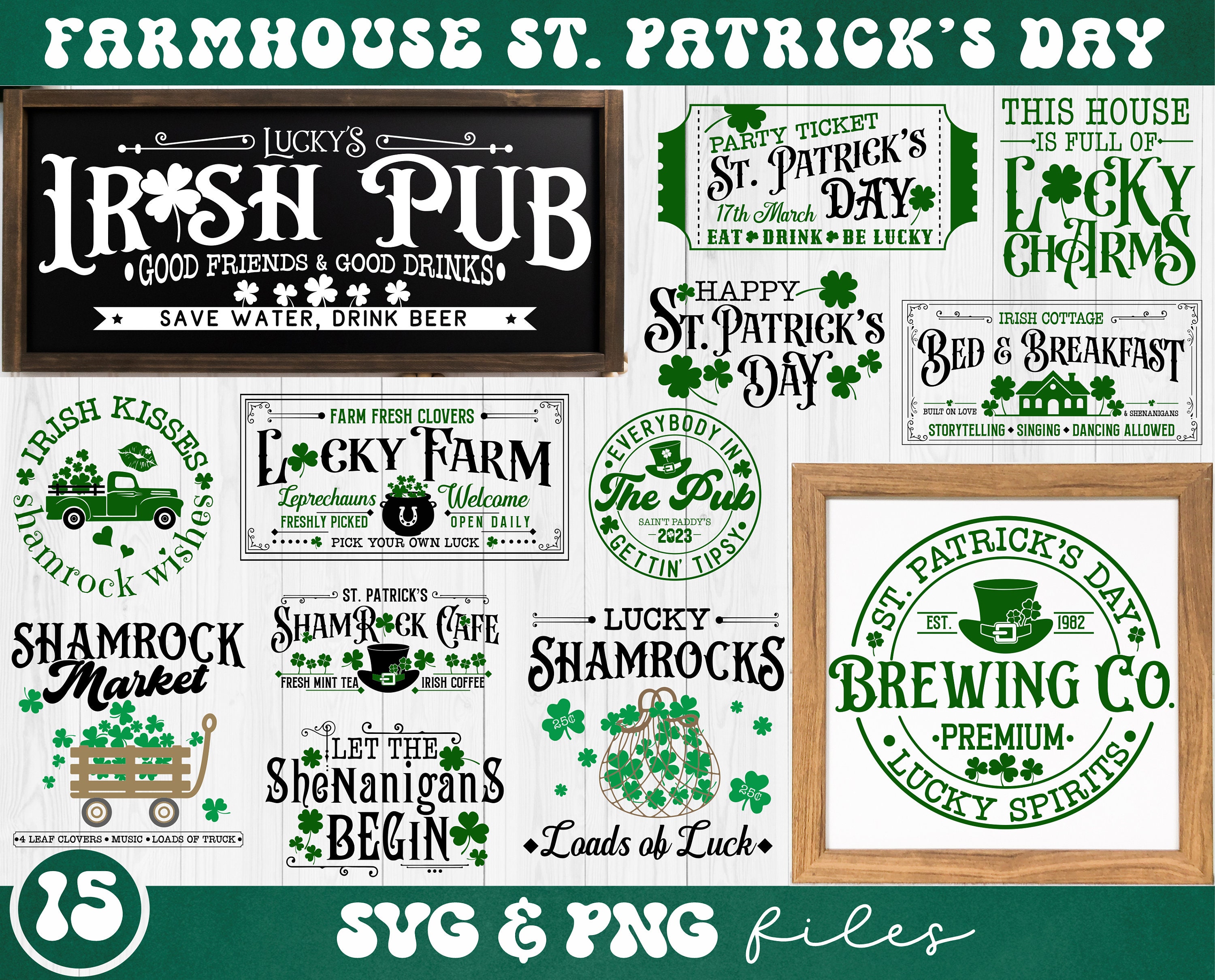 St Patrick's Day Signs SVG Bundle, Farmhouse St Patricks svg, Rustic St Patrick's Day svg, St Patrick's Brewing Co svg