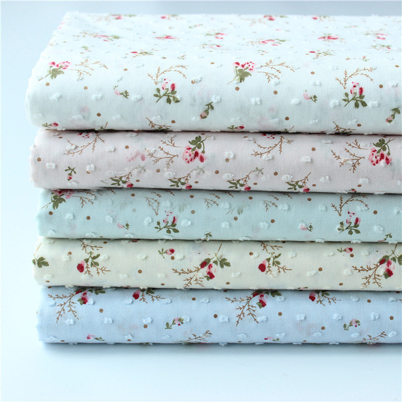 Tessuto di cotone a fiori, tessuto per cuscini, tessuto bianco, tessuto rosa, tessuto stampato a fiori, tessuto morbido, tessuto per abiti, tessuto ta
