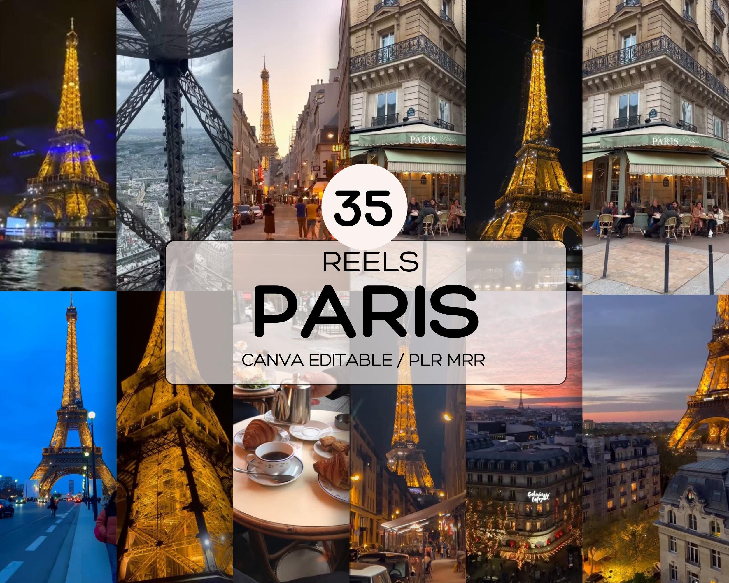 MRR/PLR 35 Paris City Faceless Reels, Video parigini Luxury Life Reels Contenuto di marketing senza volto Instagram Tiktok, Master Resell Rights