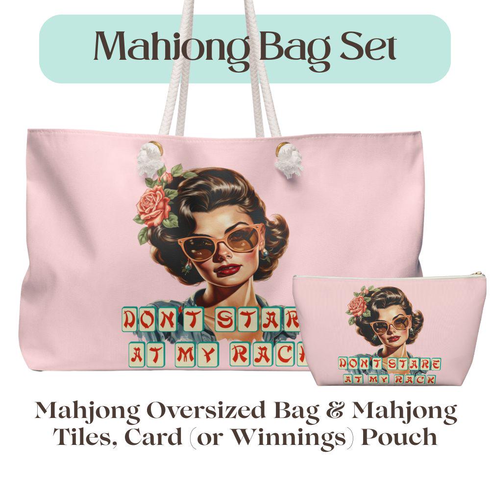 "Divertente set di Mahjong \"Non fissare il mio rack\", regalo di compleanno per giocatori, amanti del gioco Mah Jongg, amici, ospiti, porta tessere, car"