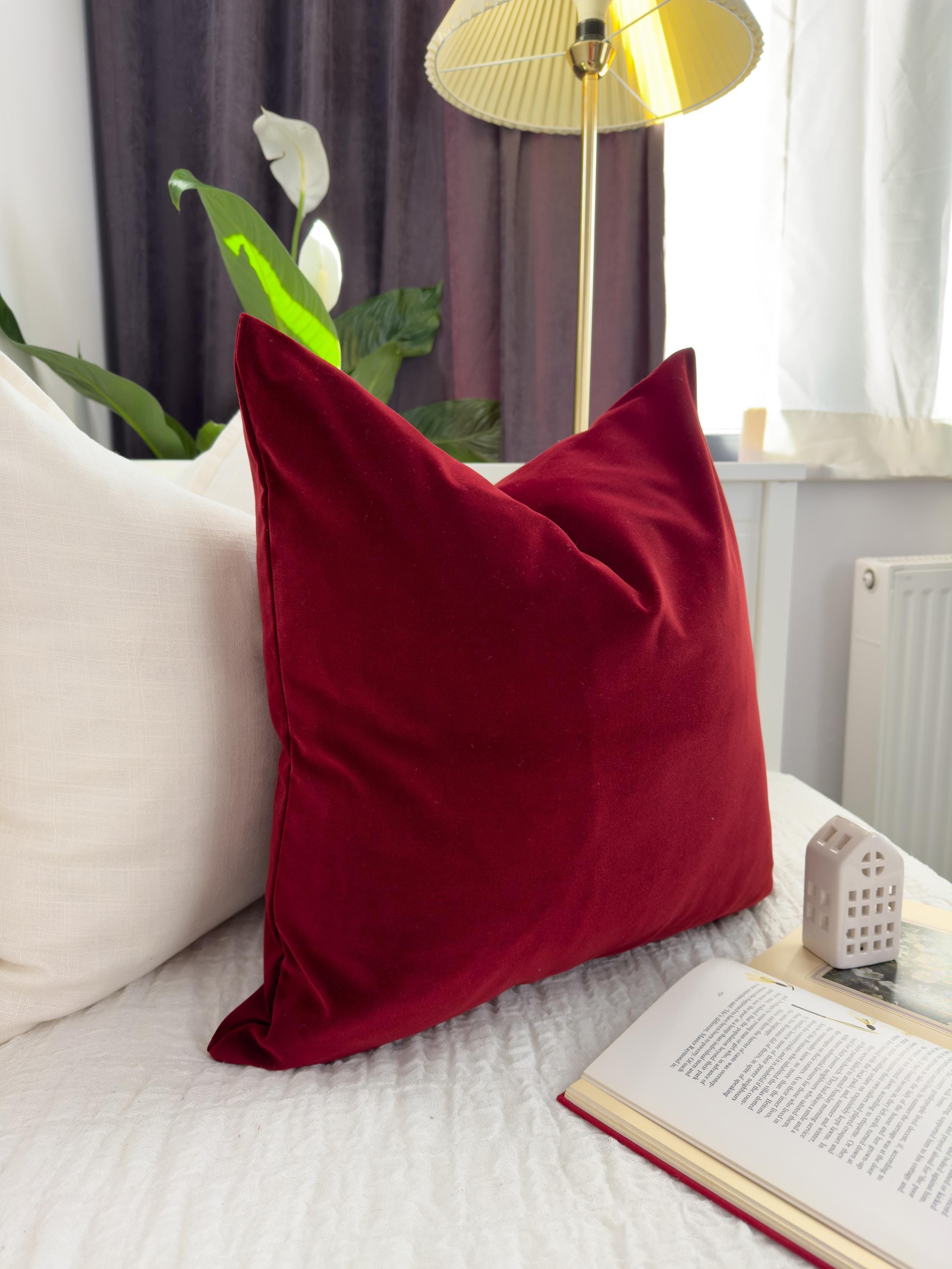 Federa per cuscino in velluto di cotone rosso vino, copricuscino lombare rosso vino, cuscino decorativo natalizio (tutte le misure)