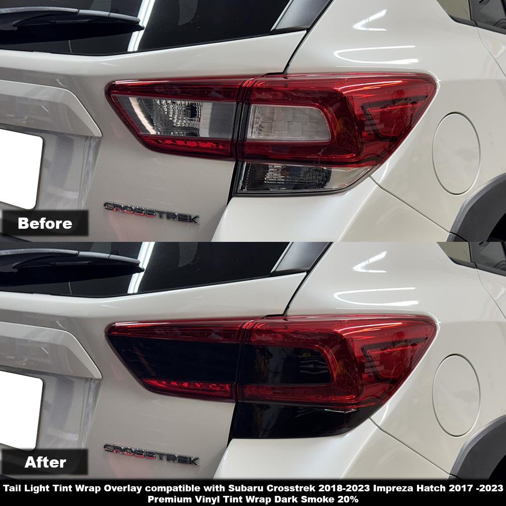 Crux Motorsports Tail Light Tint Vinyl Wrap Overlay Dark Smoke 20% compatibile con Subaru Crosstrek 2018 - 2023 e Impreza Hatch 2017 - 2023