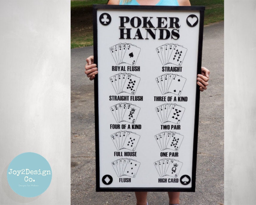 Mani di poker SVG / DFX / PDF / Png / Cartello per la festa del papà Svg / Poker Svg / Classifica delle mani di poker / Serata di poker Svg / Laser Sv