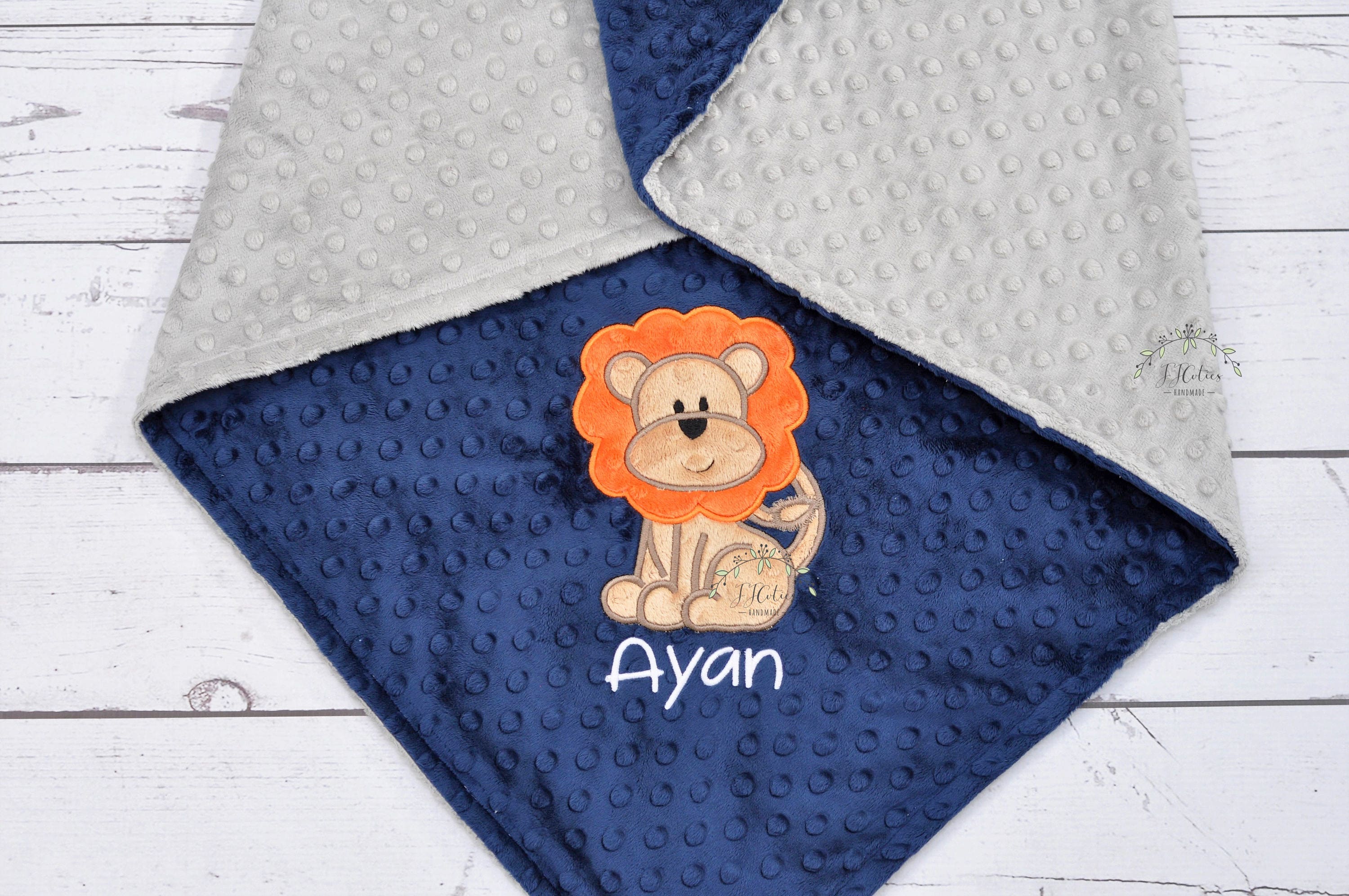 Coperta Minky per neonato personalizzata - Coperta minky per bambini - Coperta minky leone - Coperta per bambini leone - Coperta per bambini Woodland