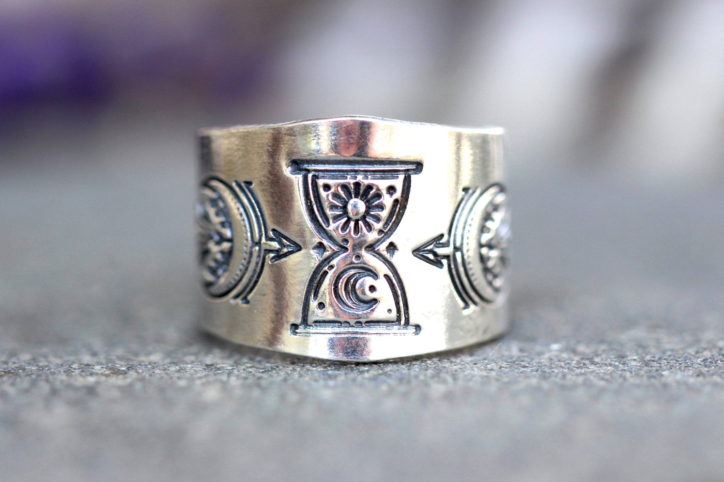 Anello Luna Argento Anello Celeste Anello Clessidra Anello Strega Anello Cristallo Anello Luna Crescente Anello Pollice Argento Sterling Anello Largo