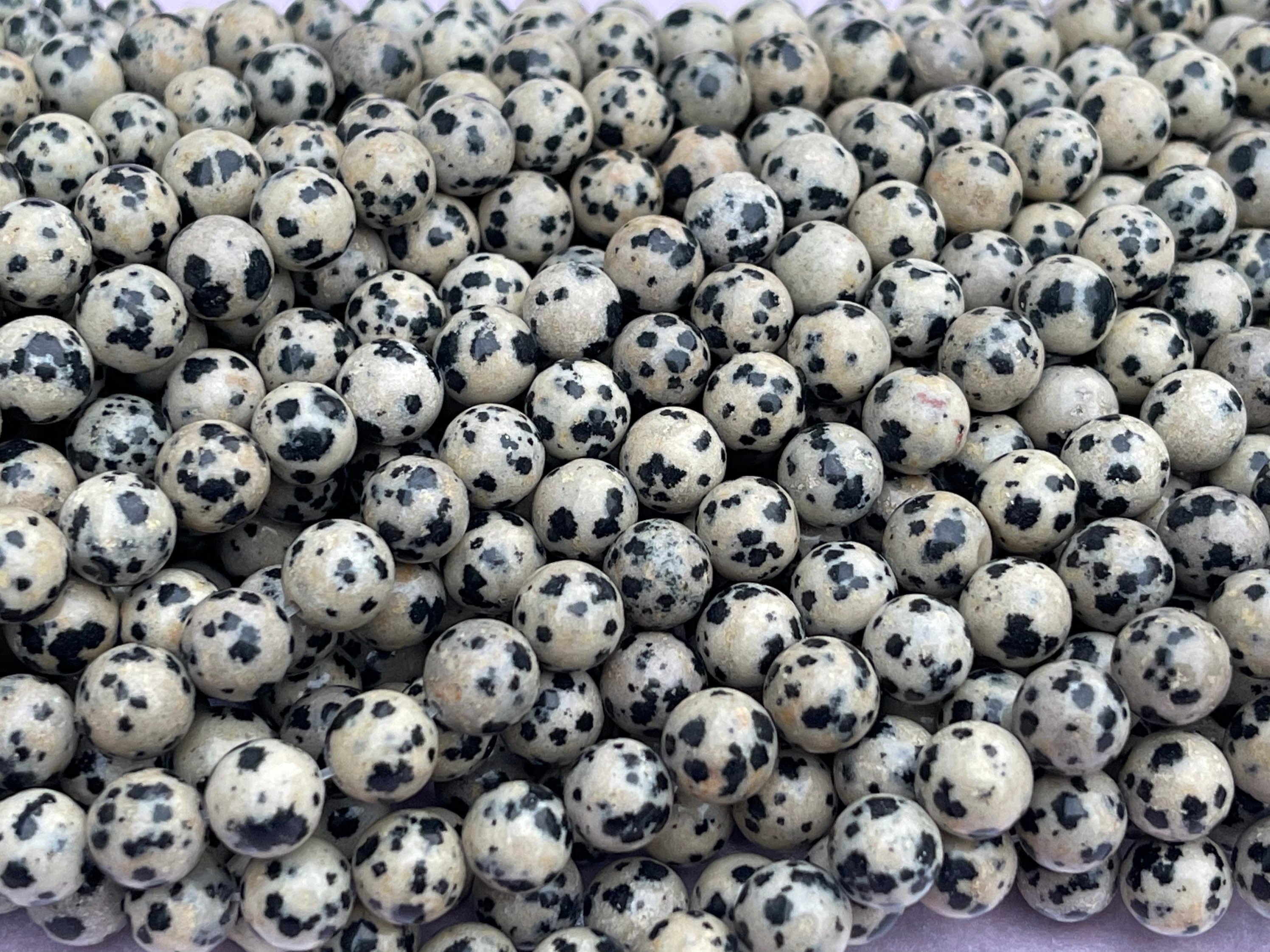 Perline di diaspro dalmata lisce, perline di pietre preziose, perline mala, perline rotonde, perline, perline, perline, perline, 6 mm, perline da 8 mm
