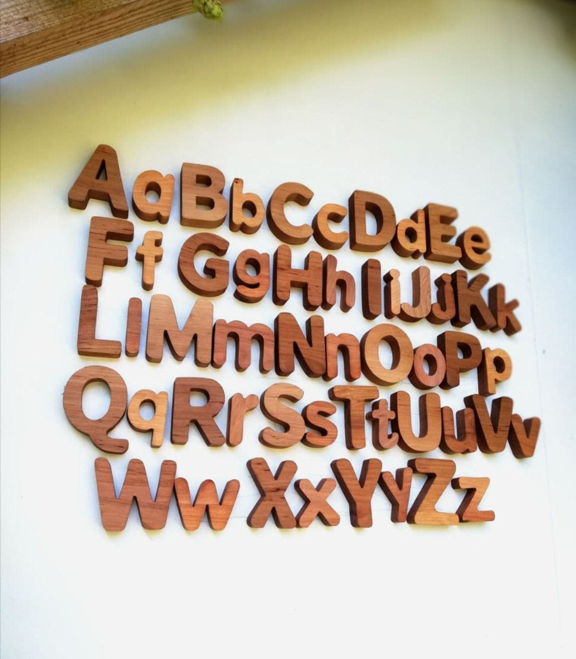 Lettere maiuscole e minuscole in legno, lettere minuscole magnetiche, alfabeto inglese magnetico, set di lettere doppie, lettere prescolari, magneti g