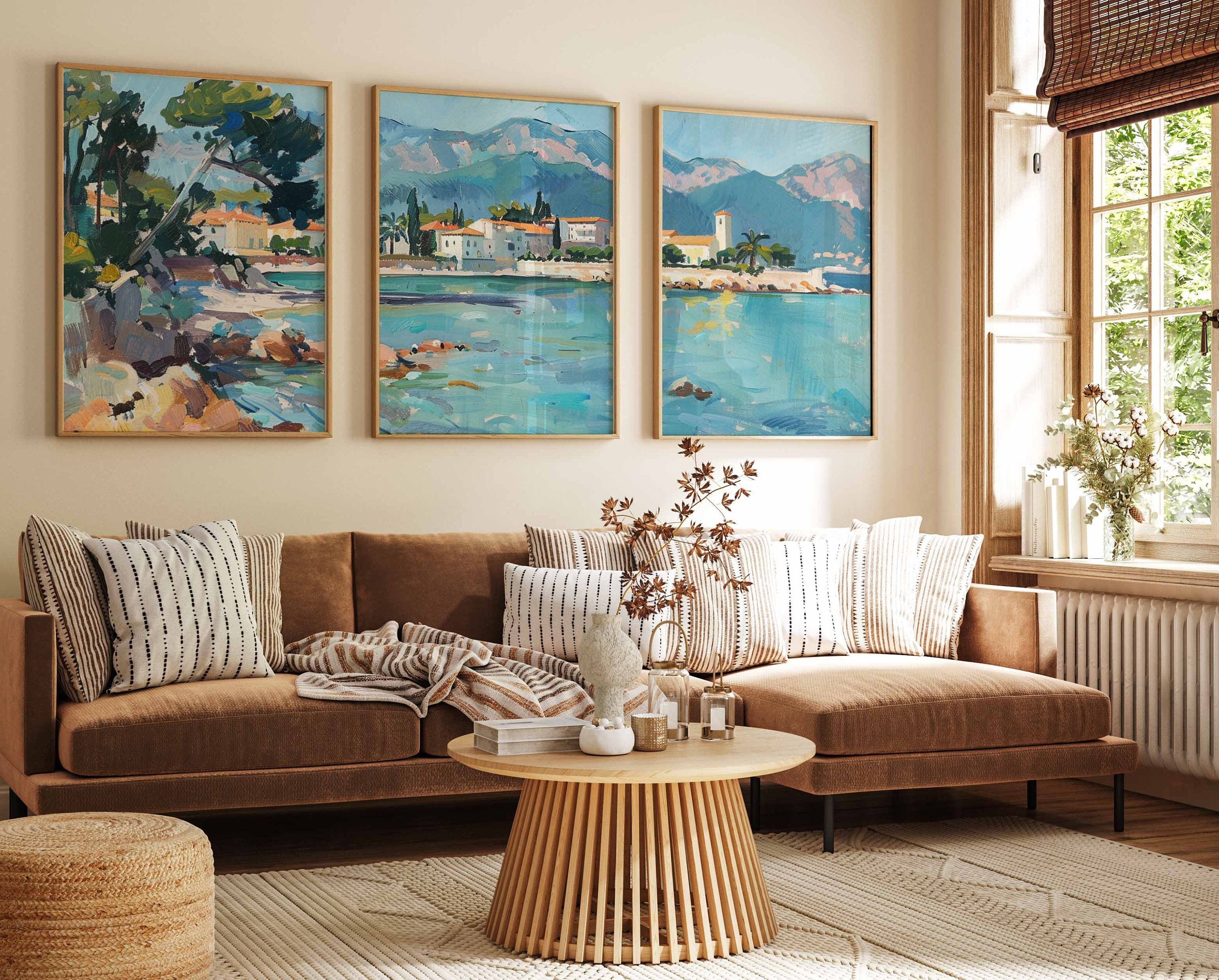 Set di 3 stampe di viaggio sulla Costa Azzurra, poster di viaggio sulla Costa Azzurra, set di 3 stampe di viaggio sulla costa francese, arte murale fr