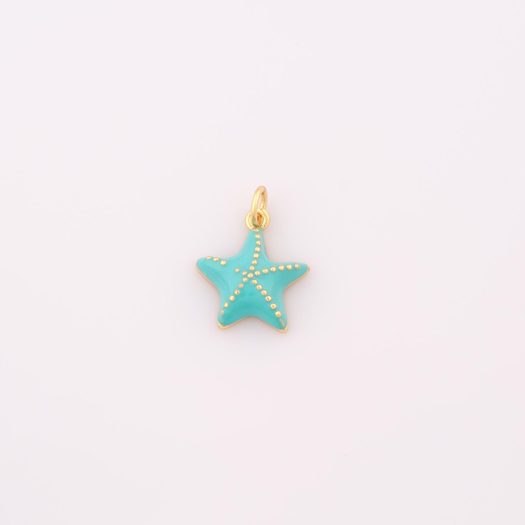 1 ciondolo a forma di stella marina in smalto dorato, ciondolo a forma di stella marina riempito in oro 18 carati, ciondolo a forma di stella marina f