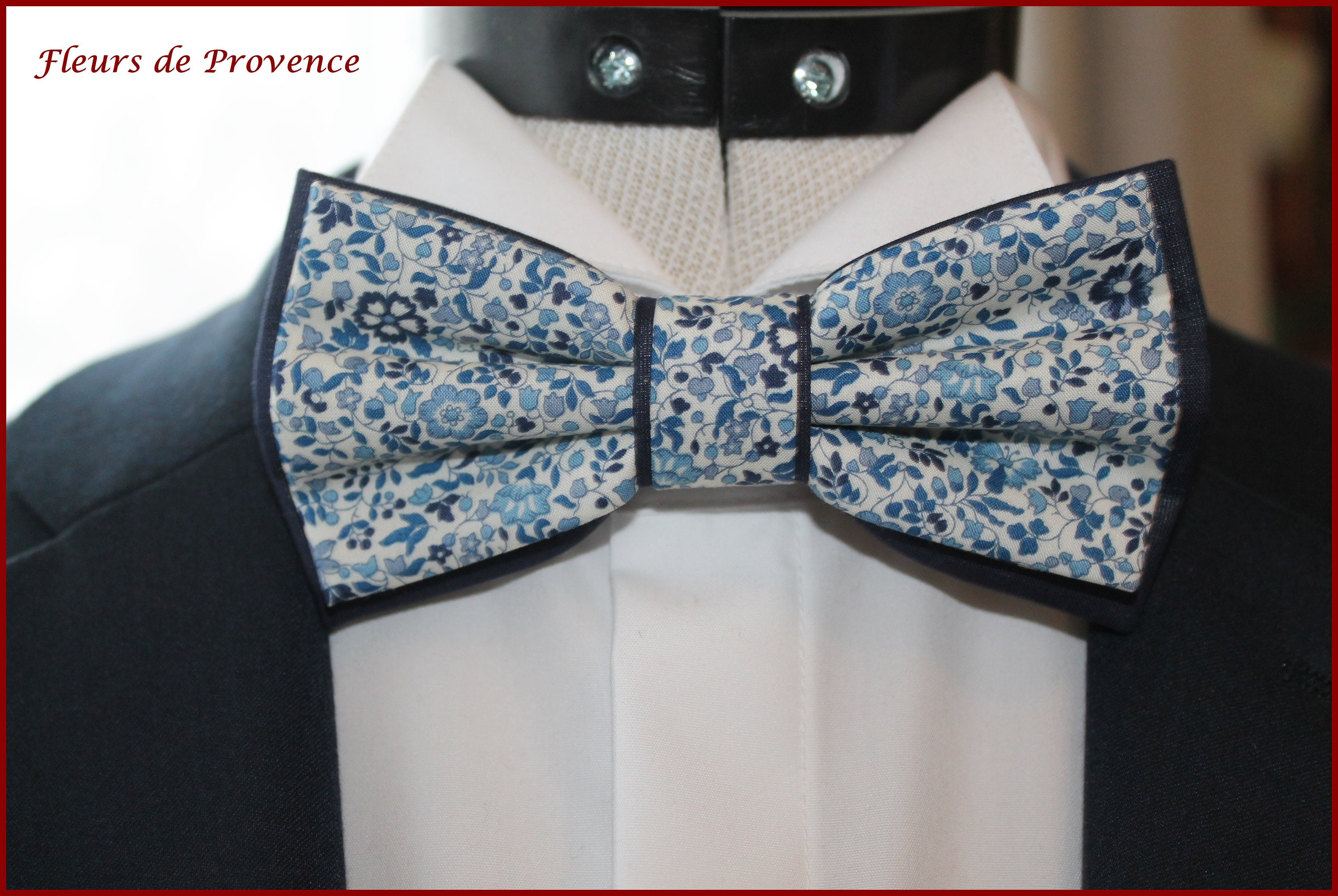 Papillon doppio / gemelli / fazzoletto da taschino abbinato Tessuto Liberty Katie e Millie e blu navy - Uomo / bambino / neonato