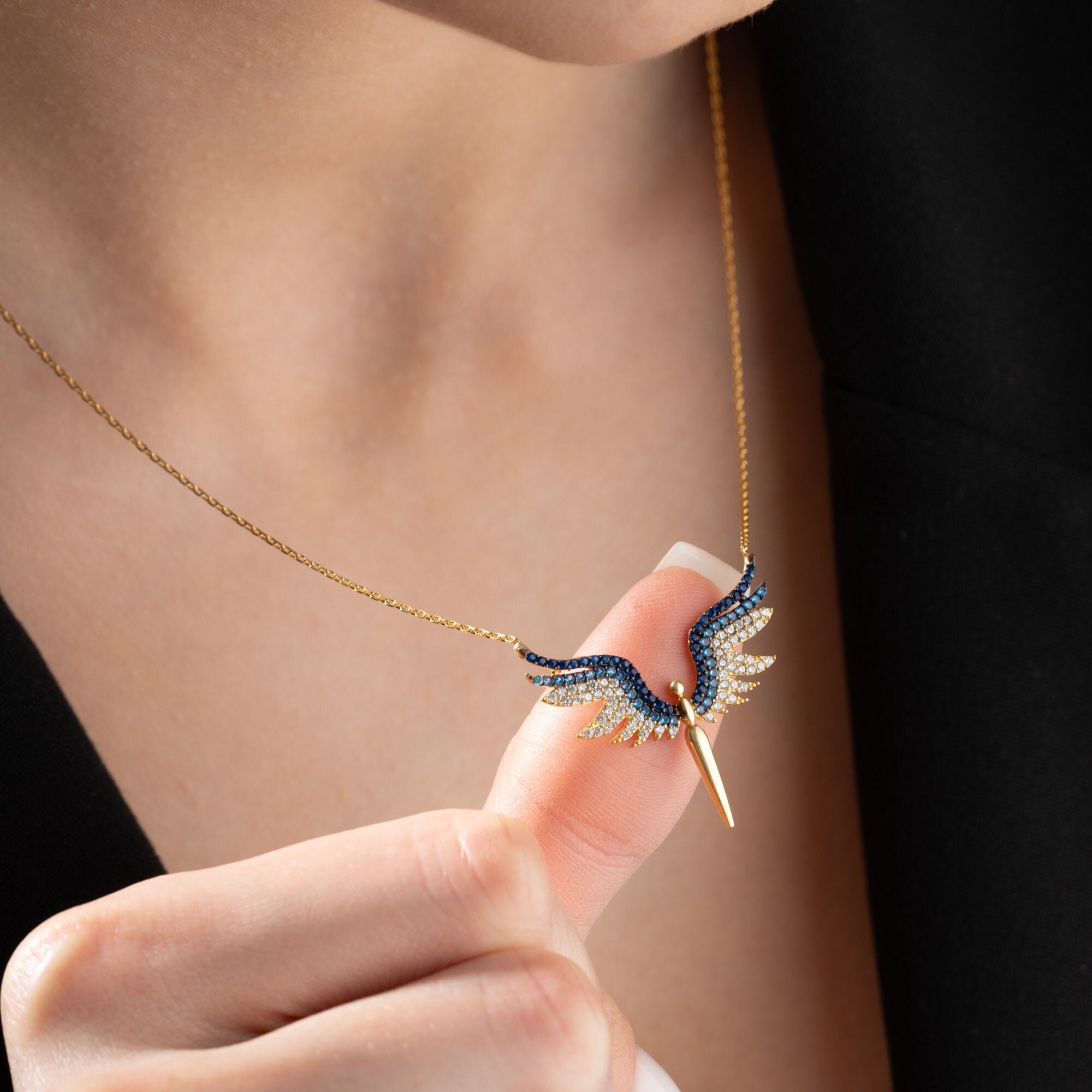 Collana dell'Arcangelo Michele, collana con ali di angelo custode, collana di San Michele, collana con angelo custode, ciondolo religioso con angelo