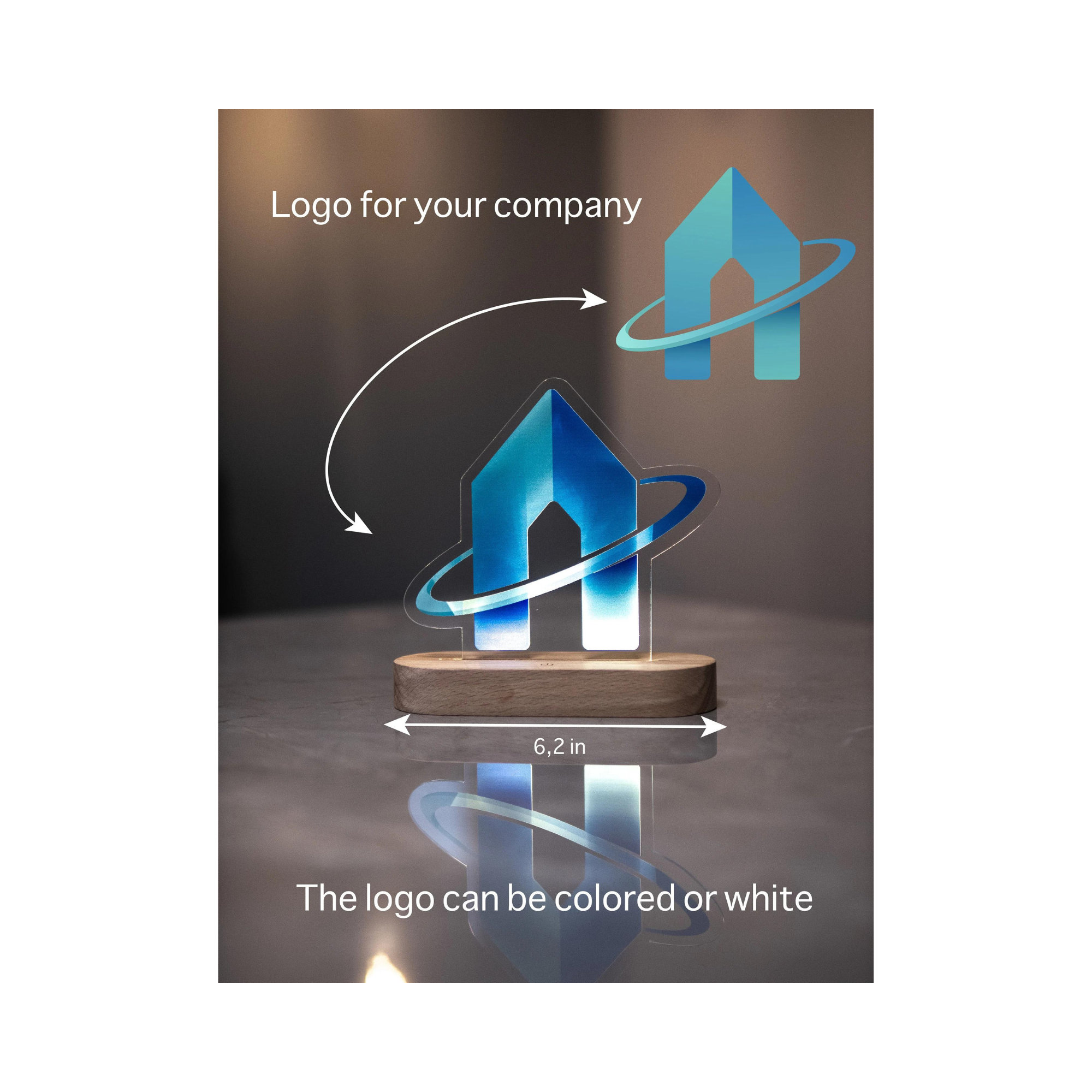 Lampada con logo personalizzato, luce notturna in legno con logo aziendale, insegna con logo personalizzato, regali aziendali, luce LED con logo, lamp