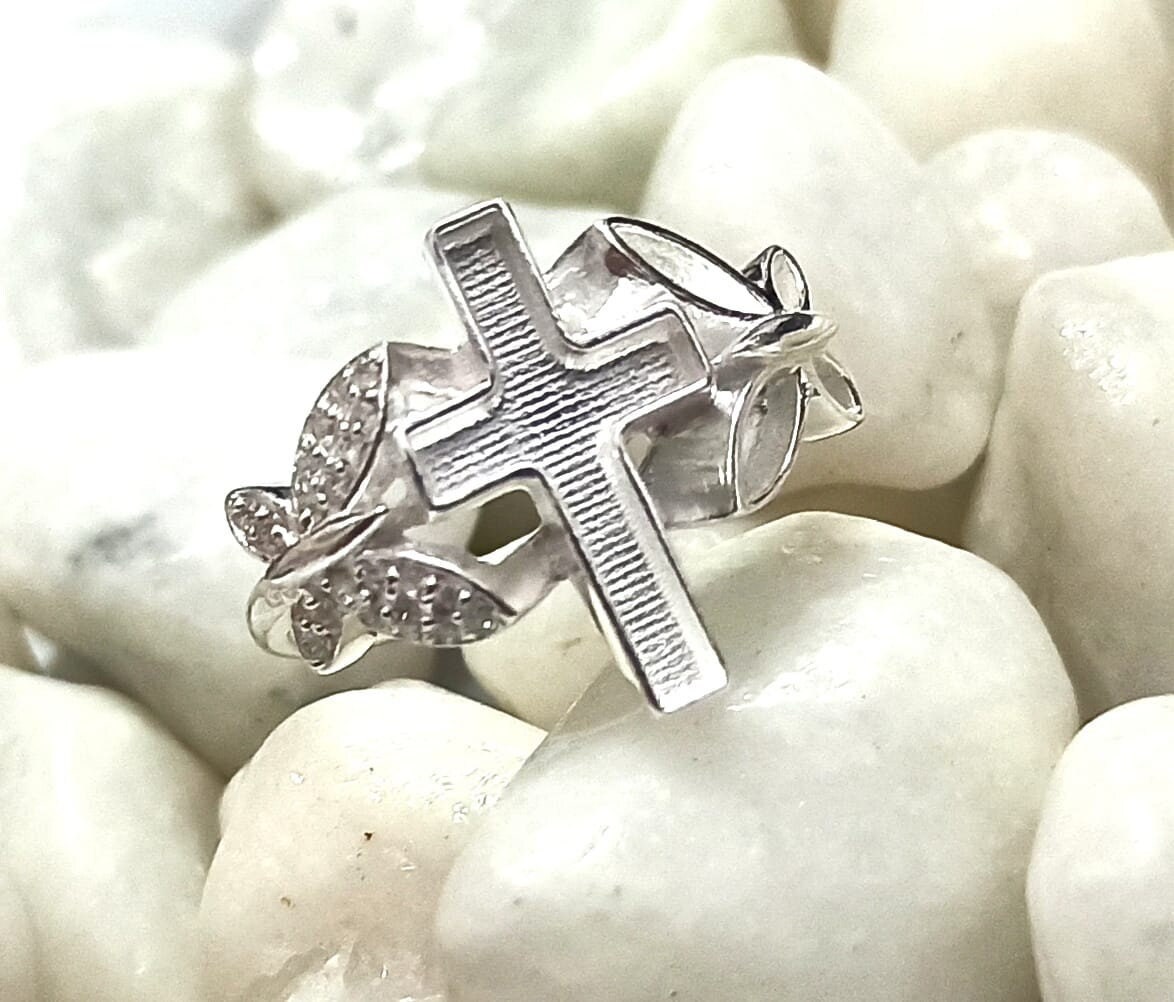 925 Sterling Solid Silver 15mm Long Cross Blank Lunetta con anello a farfalla. Buono per il lavoro di Resin & Ashes. Qualsiasi zircone di colore dispo
