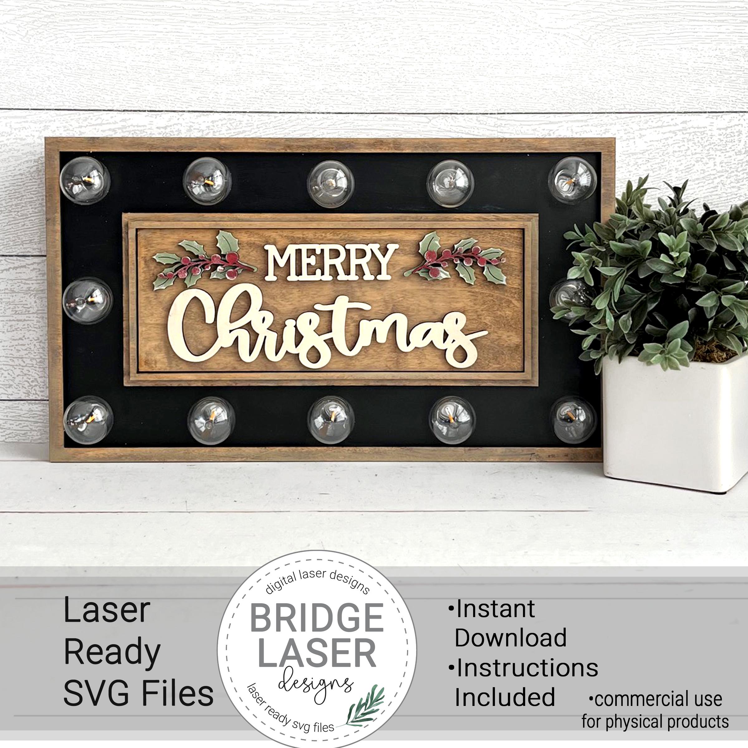 File di taglio laser Merry Christmas, inserto per insegna luminosa intercambiabile di Natale, file di taglio laser per cornice luminosa Merry Christma