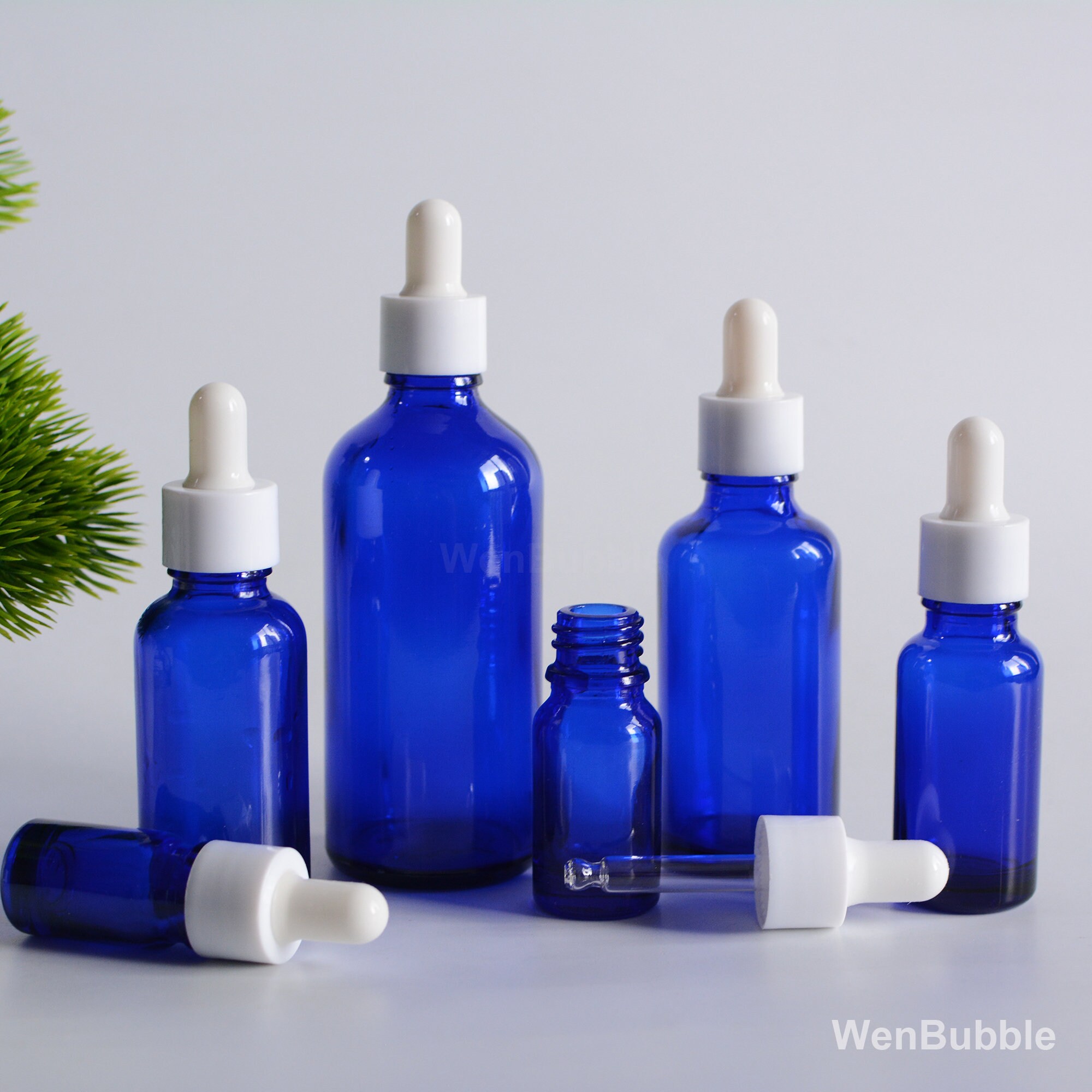 1-500 pezzi 5 ml 10 ml 15 ml 20 ml 30 ml 50 ml 100 ml flacone contagocce in vetro blu cobalto, flaconi contagocce per olio essenziale di siero cosmeti