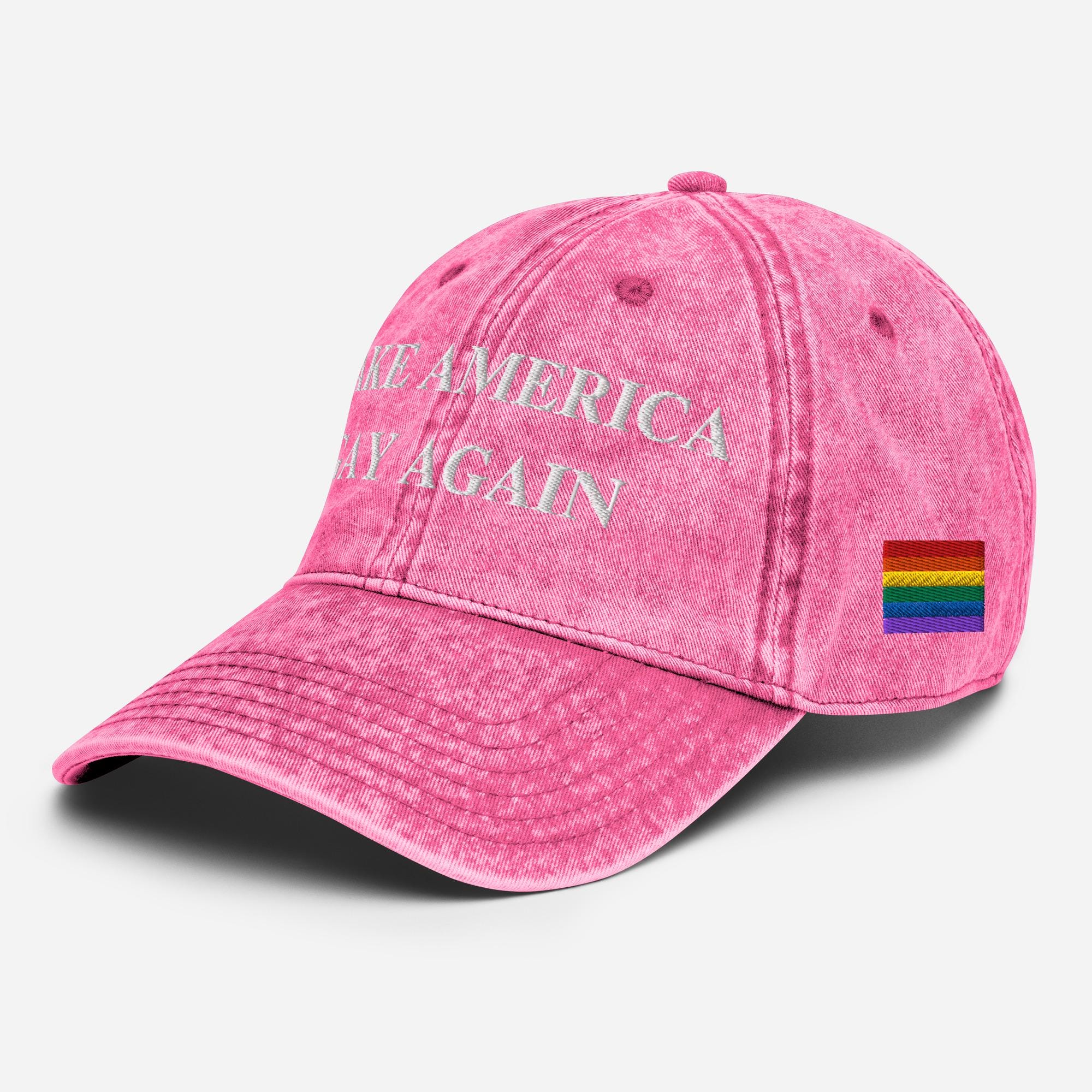 "Cappellino vintage \"Make America Gay Again\" / Cappello ricamato con orgoglio LGBTQ+ / Cappello da papà in twill di cotone lavato"