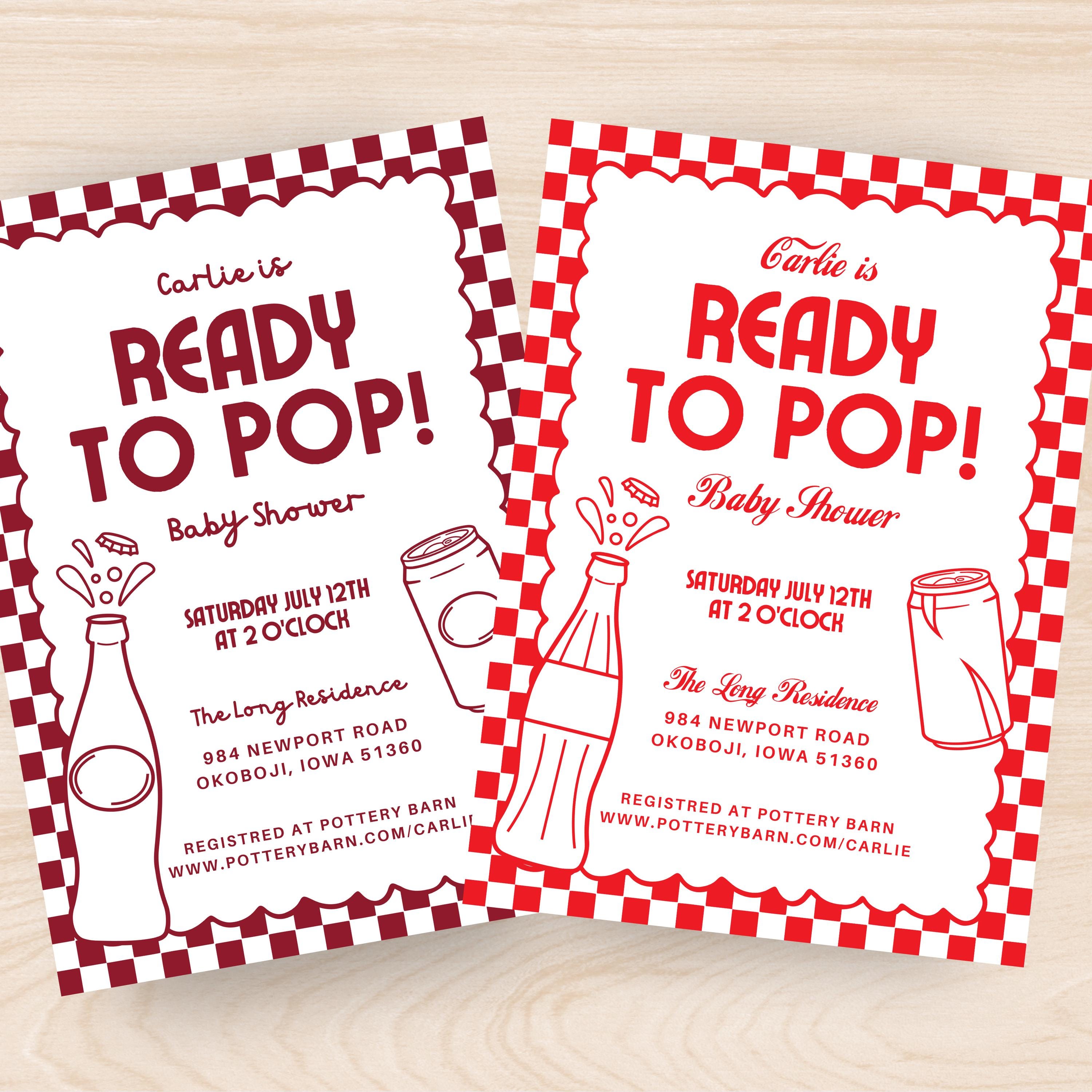 Pronti a scoppiare, Pronti a scoppiare Baby Shower, Baby Shower con soda, Invito a tema Diner, Invito Baby Shower, Tema Baby Shower 2025