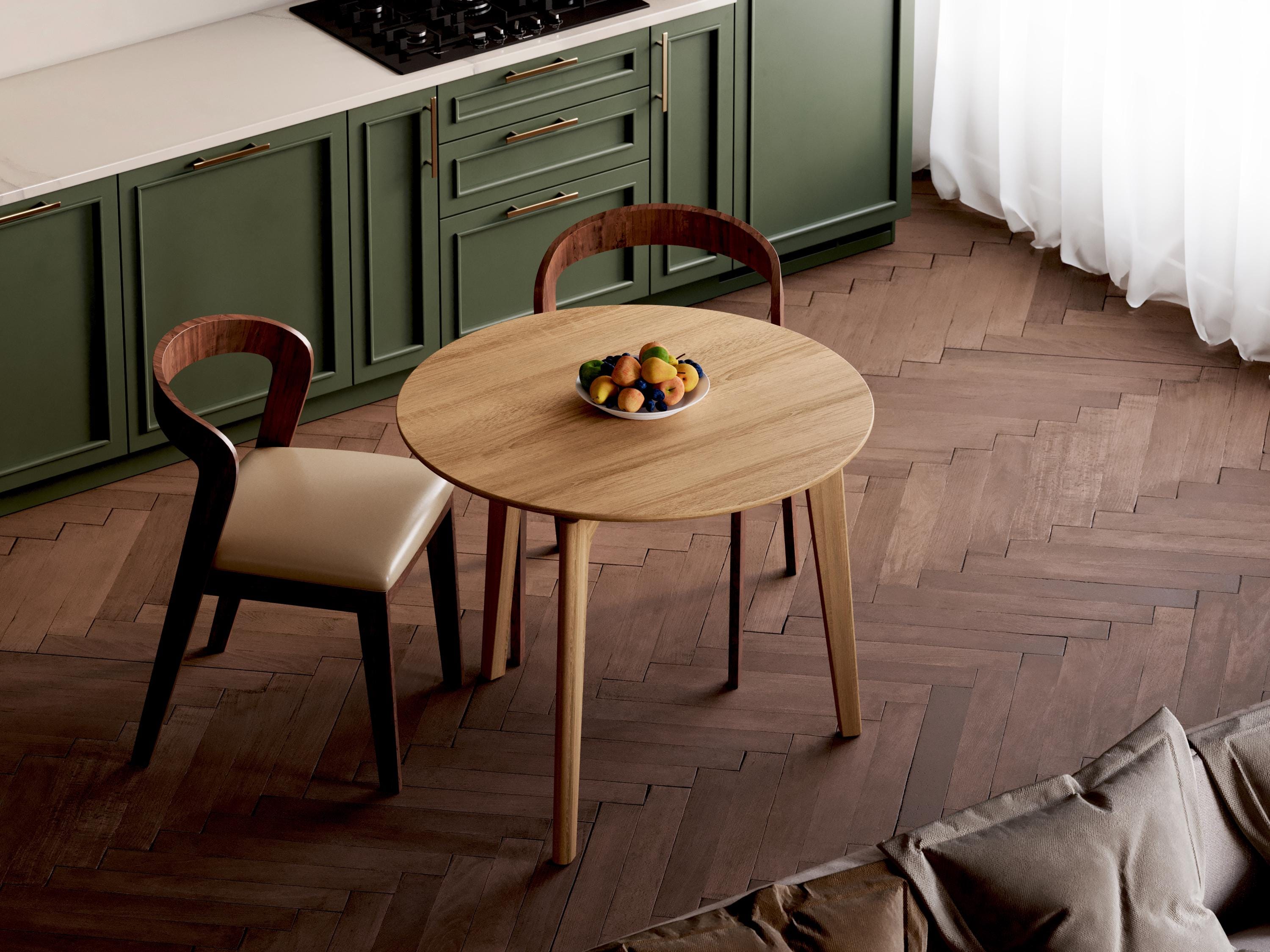 Tavolo da pranzo rotondo moderno - Tavolo da pranzo in rovere massello - Tavolo da cucina piccolo - Tavolo da pranzo in legno - Tavolo da pranzo compa