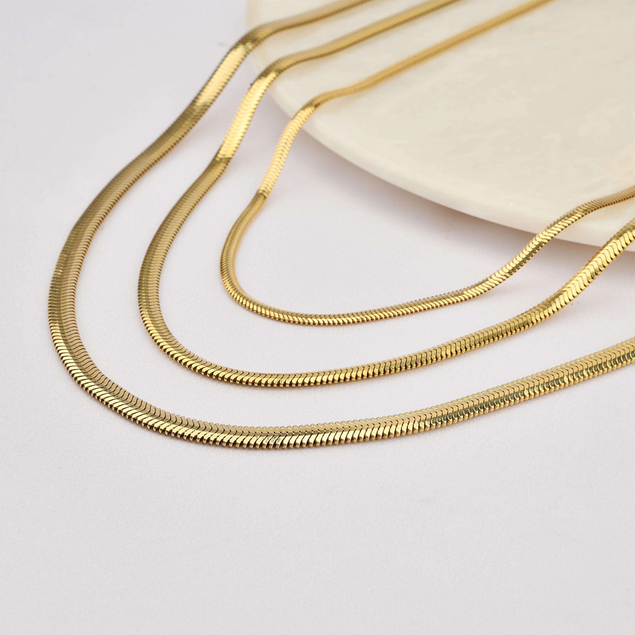 Catena a serpente in oro 14K, catena da 2,5-3,5-4,5 mm di larghezza, catena in oro a strati, collana a serpente in oro, catena a serpente, catena in o