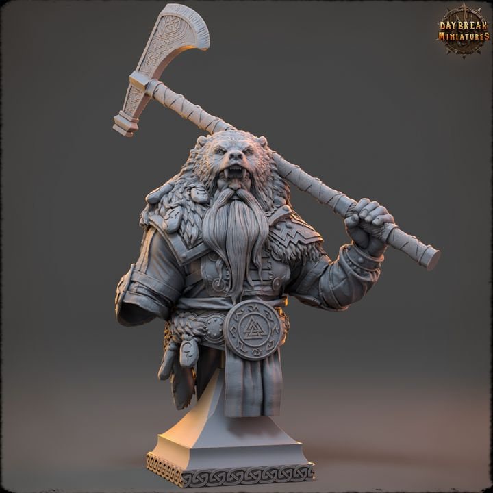 Ragnar Wolfslayer - Busto fantasy / Busto di alta qualità per la pittura, la collezione e l'esposizione di miniature / Busto stampato in 3D / Daybreak