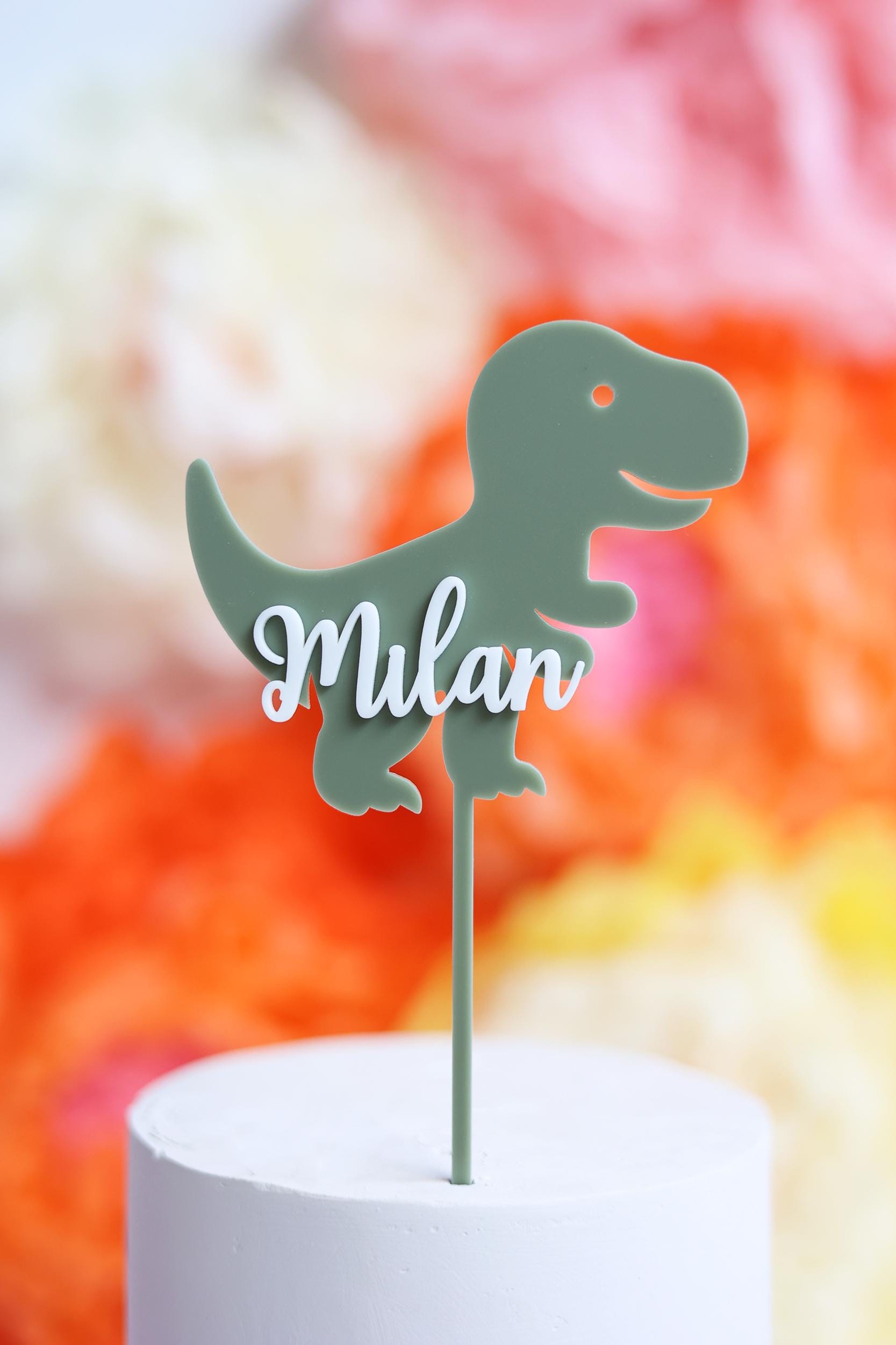 Topper per torta Dino acrilico - Topper per torta Decorazione per torta Topper per torta Topper per torta Nomi per torta