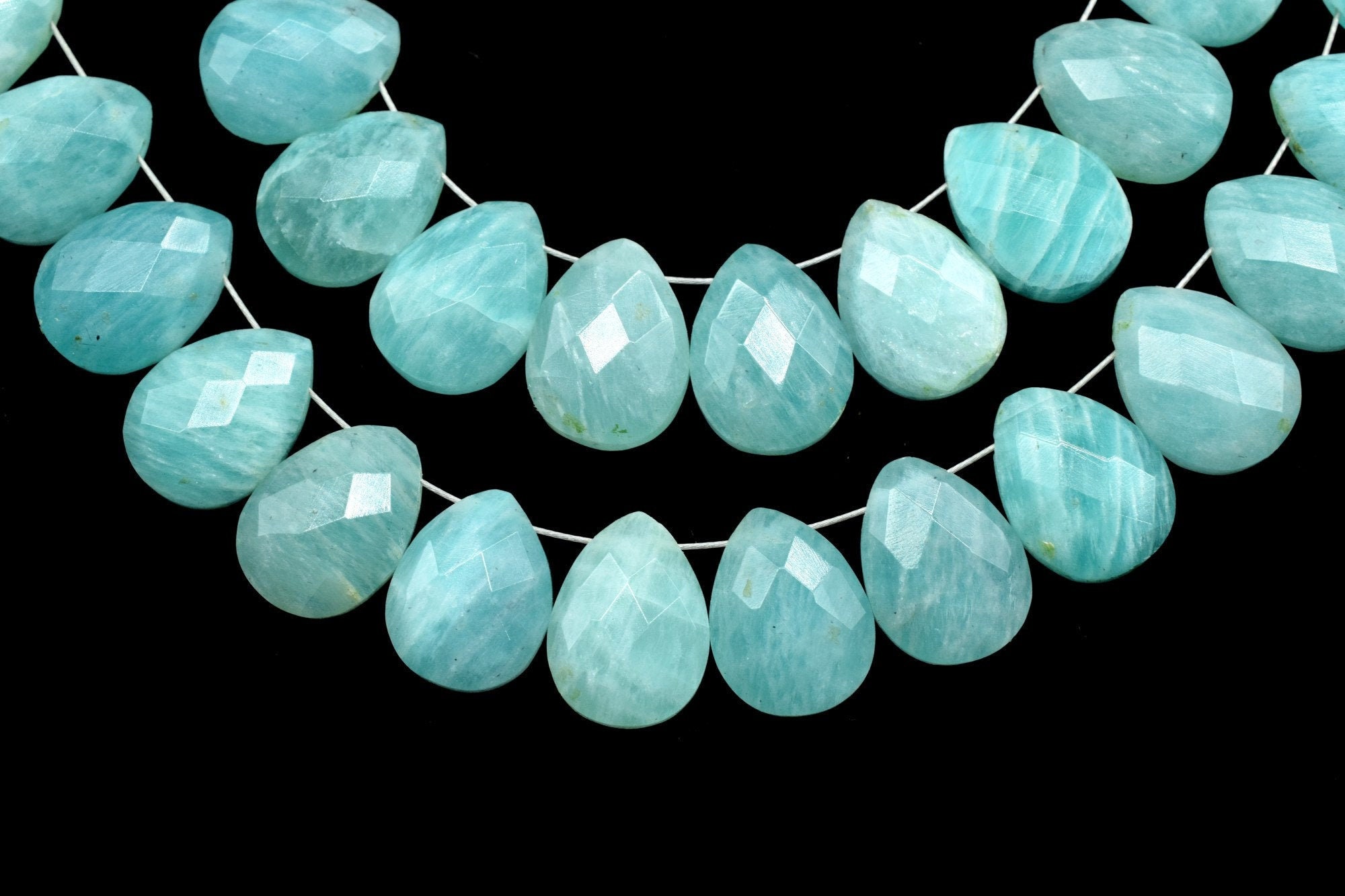 Perline sfaccettate di amazzonite naturale a forma di pera da 8 x 12 mm, perline di amazzonite a forma di pera, perline di pietra preziosa verde menta