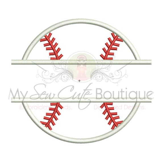 Split Baseball Applique Machine Embroidery Design, Split Baseball Embroidery Designs, Baseball Applique Design, Softball Applique Embroidery