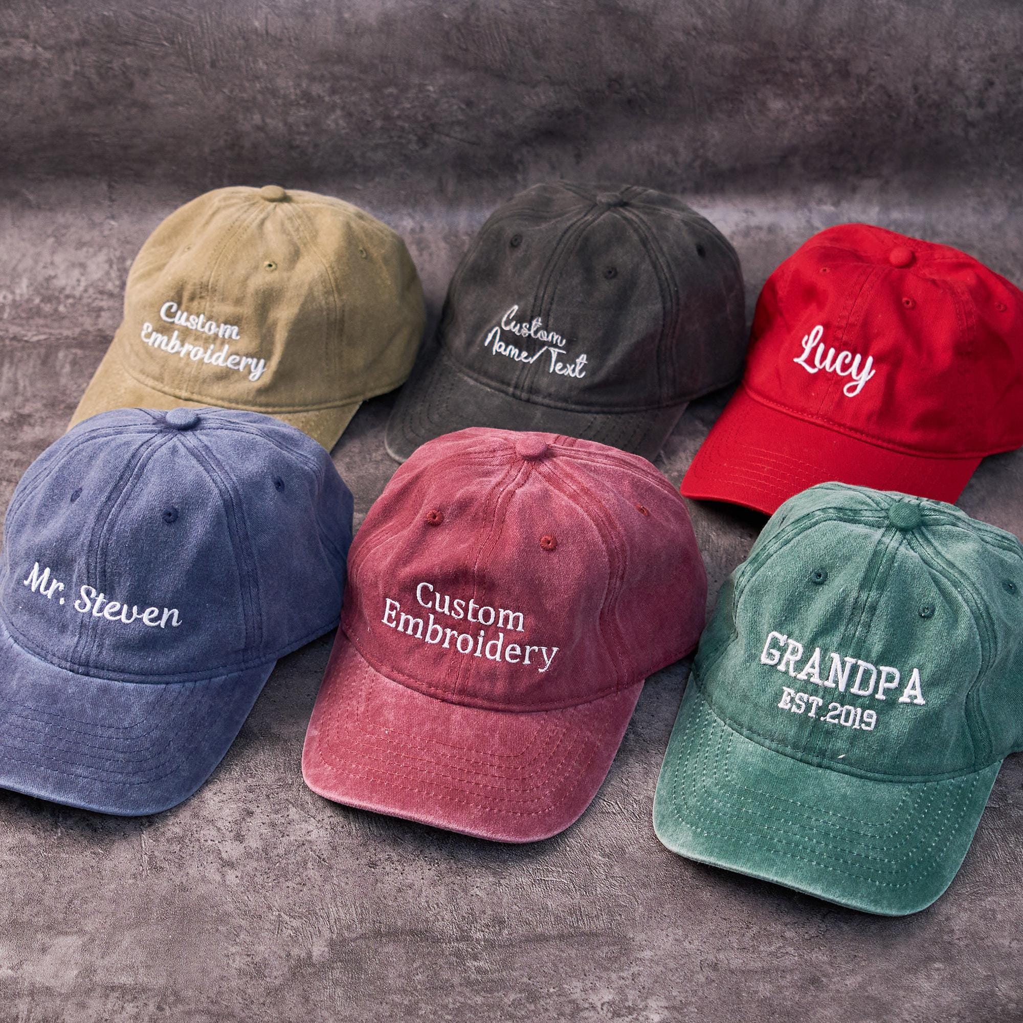 Cappello con testo personalizzato, berretto ricamato personalizzato con testo, berretto vintage personalizzato, cappello da baseball unisex, regali pe