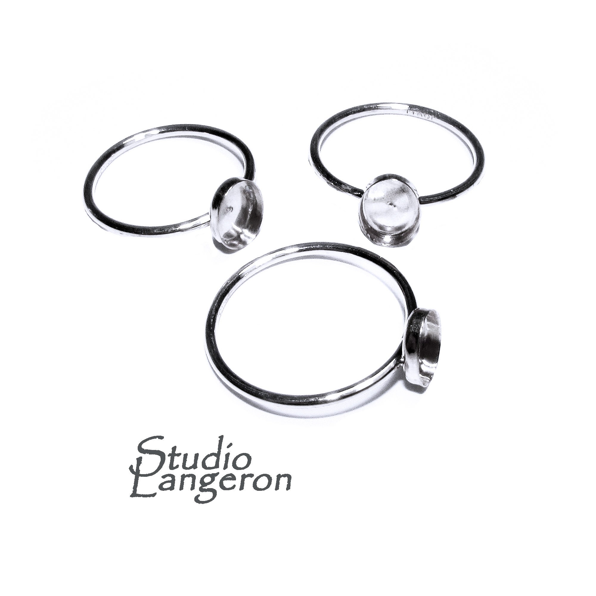 Anello in argento Sterling 925 con castone a coppa 4 x 6 mm, misura 4, 5, 6, 7, 8, 9, 10, 11, Creazione di gioielli, castone a coppa, anello di base,
