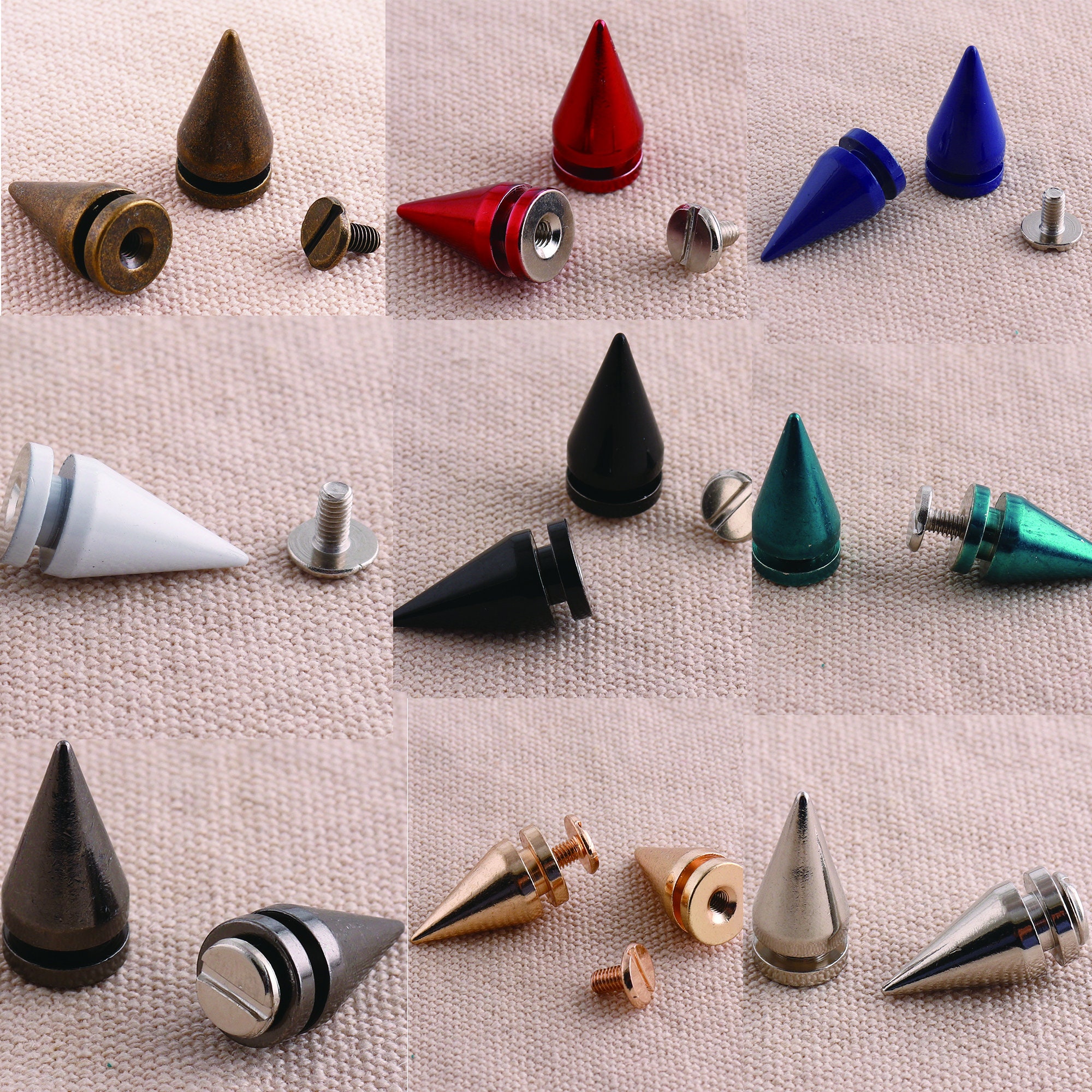 10 set Rivetto a vite Rivetti artigianali in pelle all'ingrosso Rivetti a proiettile Punk Spikes Rivetti conici Vite Punk Borchie 10 x 20 mm / Fornitu