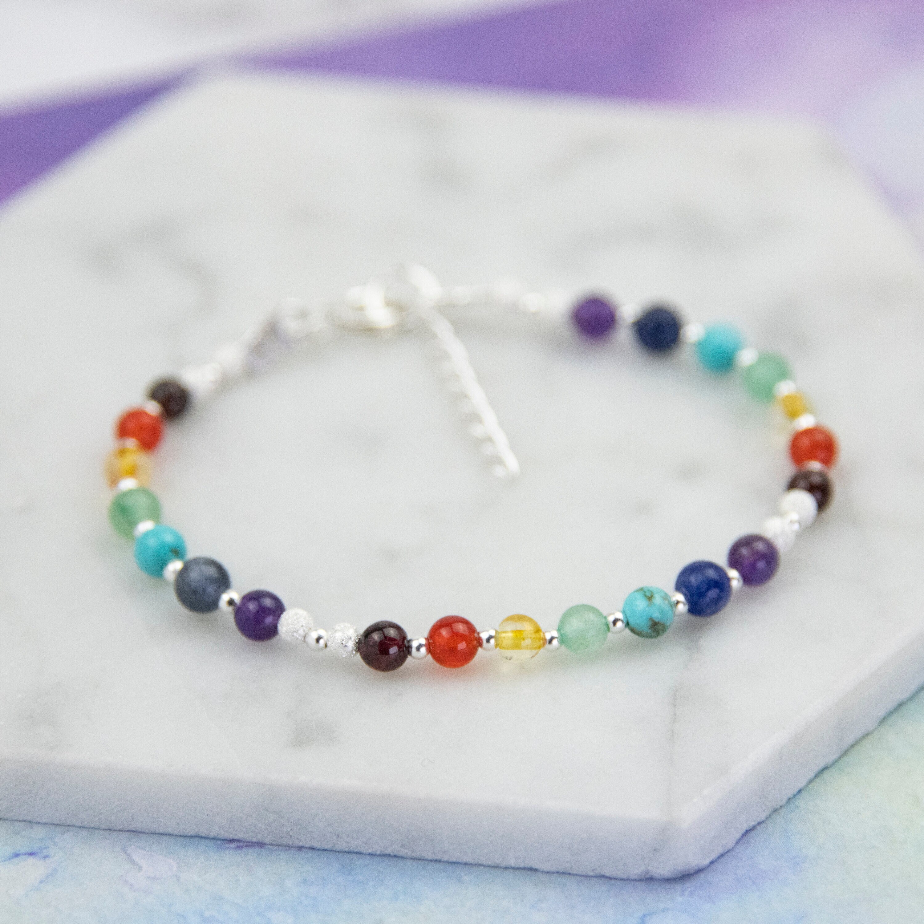 Bracciale Chakra, Bracciale Arcobaleno, Bracciale Chakra Argento, Bracciale 7 Chakra, Bracciale con Pietre Preziose Chakra, Bracciale Curativo, Bracci