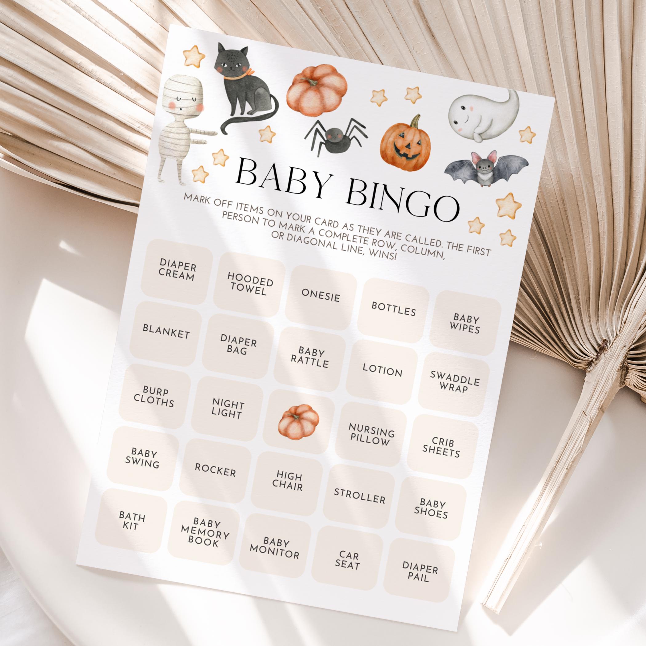 Baby Shower Bingo, Baby Shower da brivido, Giochi per Baby Shower, Baby Shower di Halloween, Baby Shower di Halloween, Baby Shower autunnale, A132