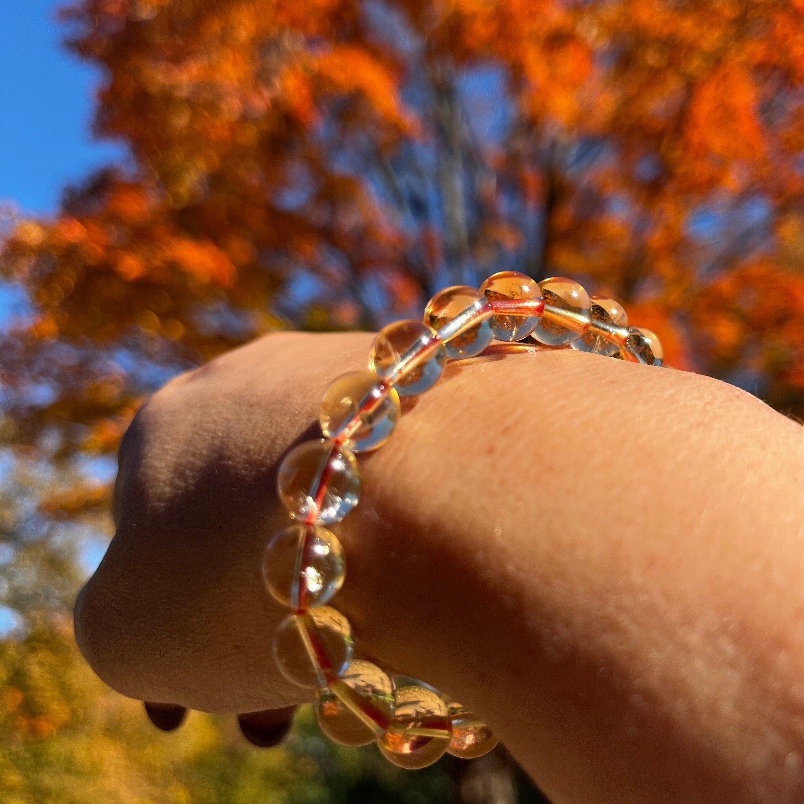 Bracciale in citrino di altissima qualità con perline da 5 mm, 6 mm, 6,5 mm, 7 mm, 7,5 mm, 8 mm, 9 mm, 11 mm o 12 mm