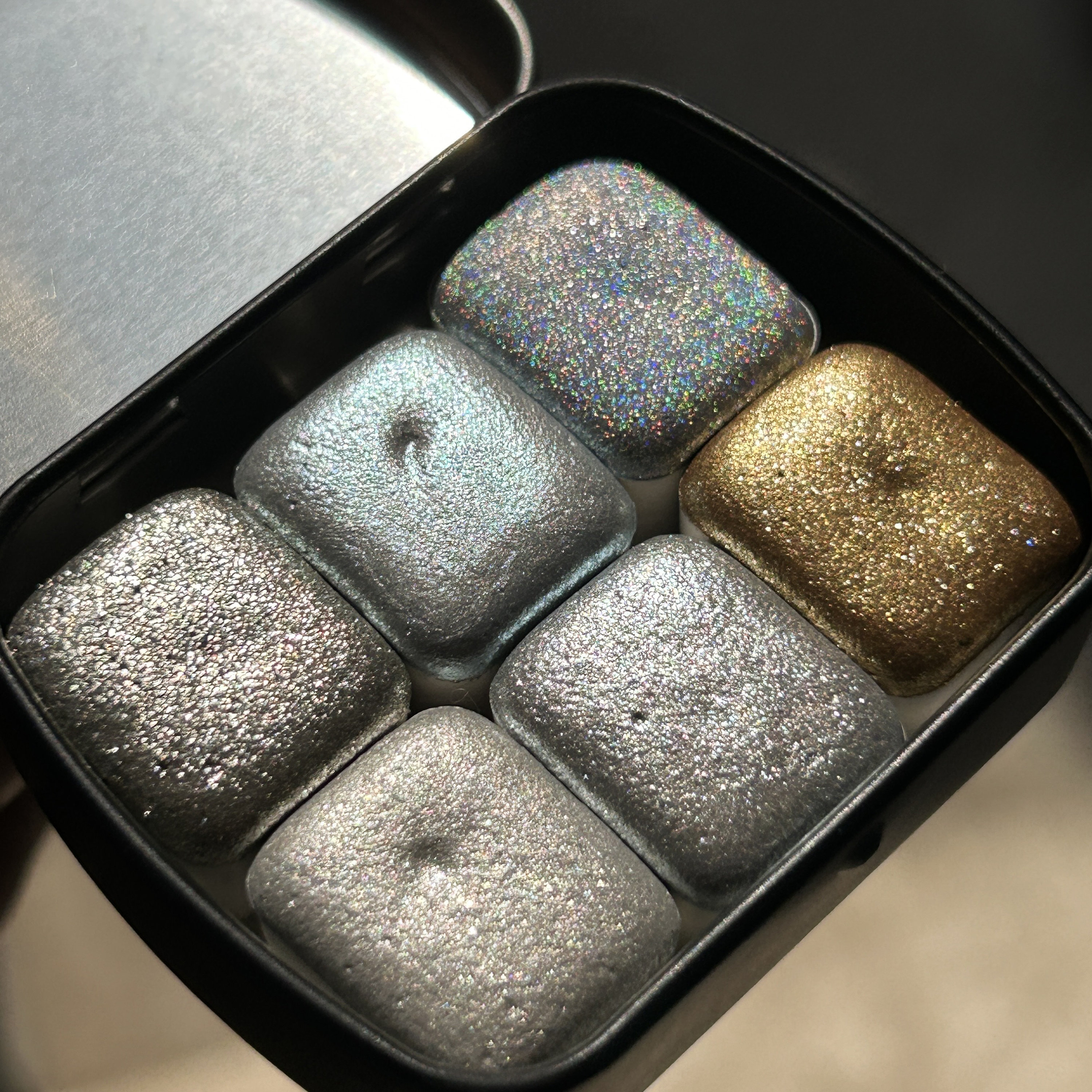 Tavolozza di colori argentati, acquerelli brillanti, acquerelli per artisti, colori fatti a mano per calligrafia, mandala, pittura, idee regalo per cr