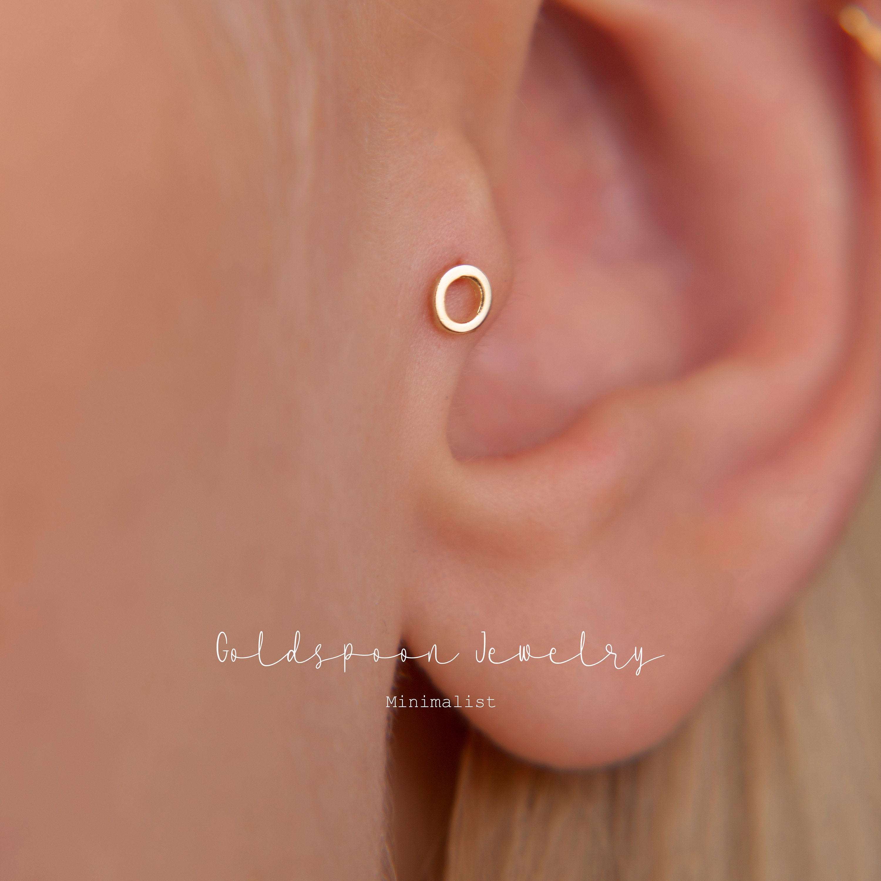 Labret filettato internamente 18G/16G - Orecchini a forma di O - Perno per cartilagine - Perno per trago - Perno per conchiglia - Perno per labret con