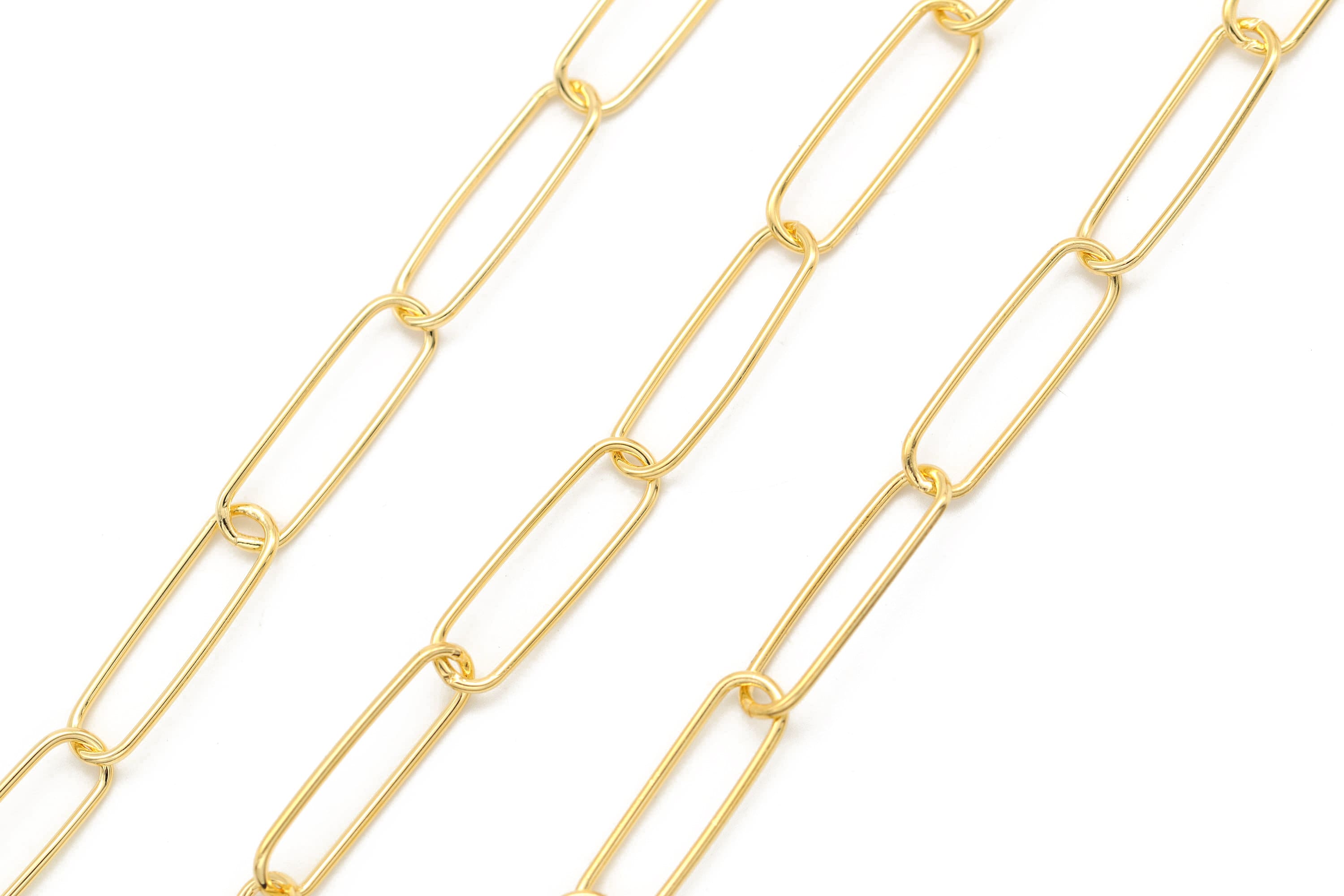 Catena a maglie larghe, senza nichel, CJ41-08, 1 metro, maglia 21 x 7 mm, ottone placcato oro 16K, catena a maglie ovali sottili, catena a maglie larg
