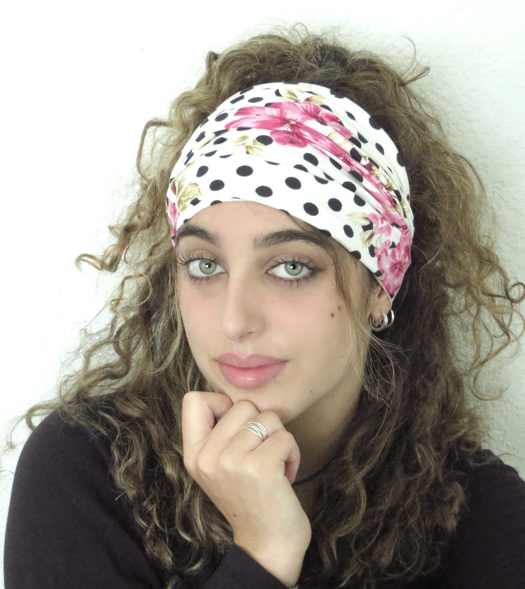 Fascia per capelli Boho, fascia per capelli extra larga, fascia per capelli Yoga, fascia per capelli arricciata, fascia floreale, fascia per capelli t