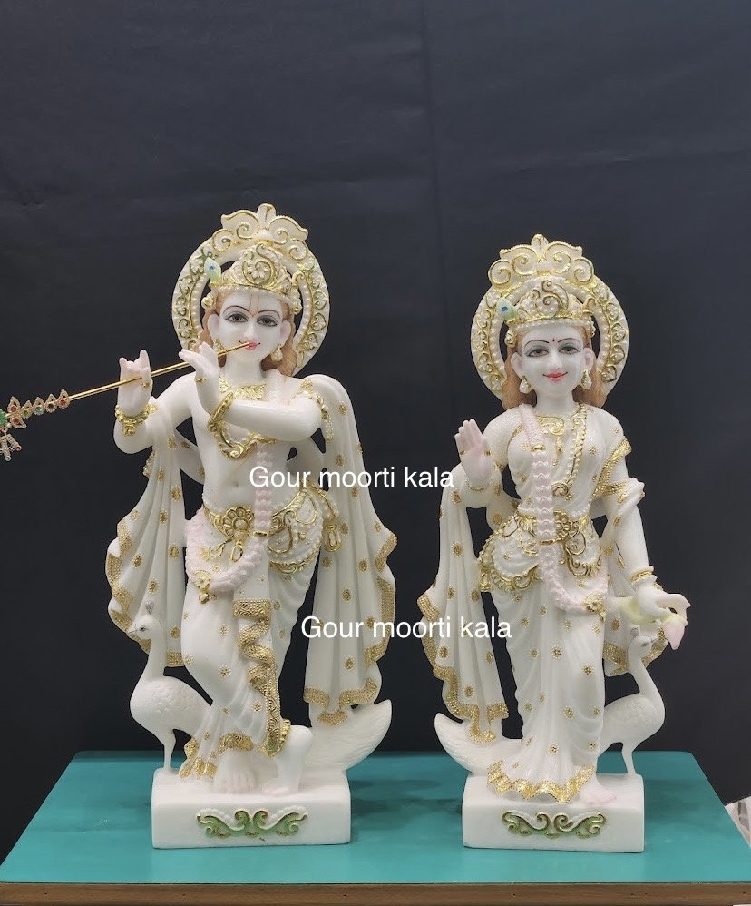 Statua in marmo Radha Krishna/statua radha Krishna in marmo bianco puro/marmo Makrana radha Krishna murti/Moorti in marmo Radha Krishna