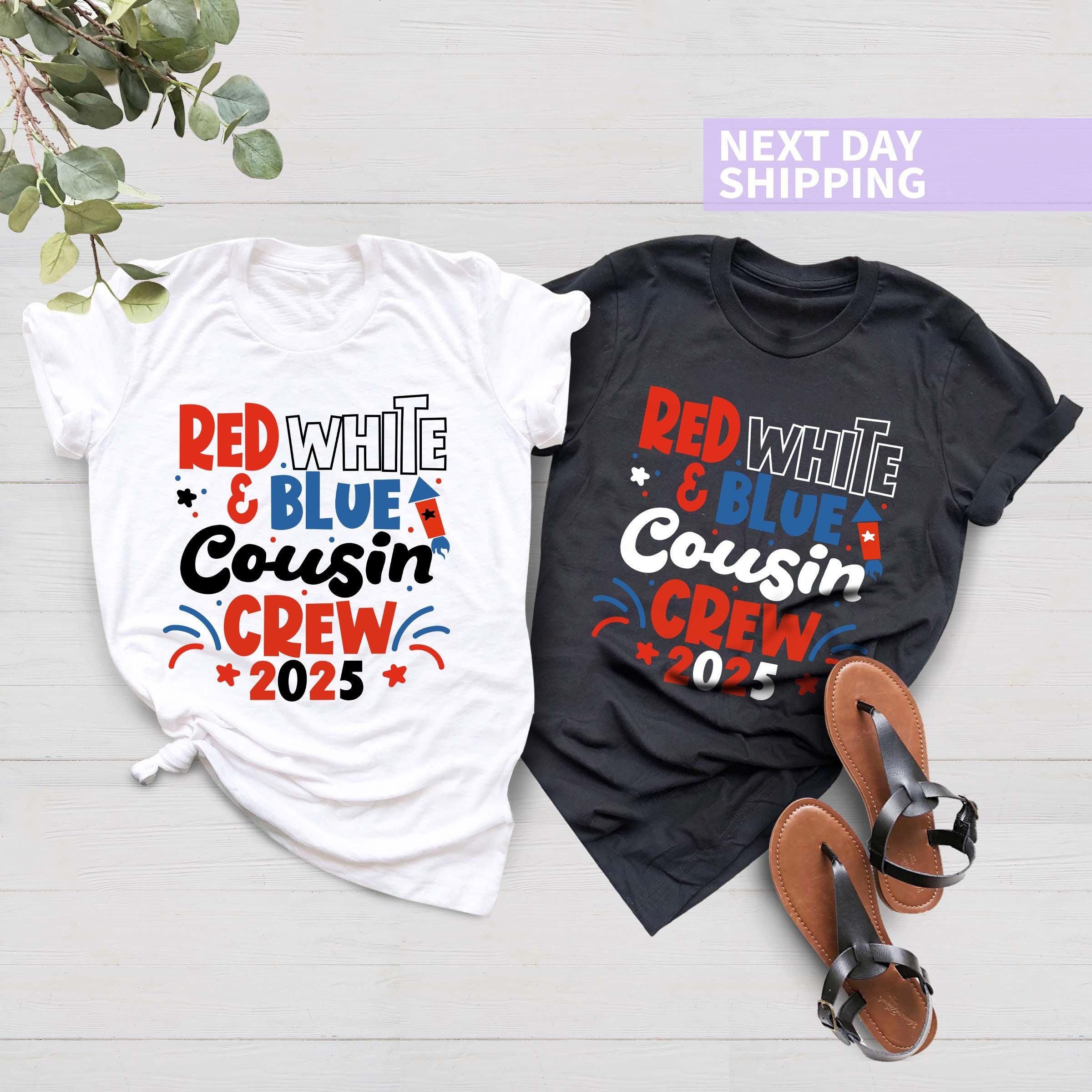 "Maglietta \"Cousin Crew 2026\" rossa, bianca e blu, maglietta \"Cousin Crew\" per il 4 luglio, maglietta coordinata per cugini, maglietta per bambini per"