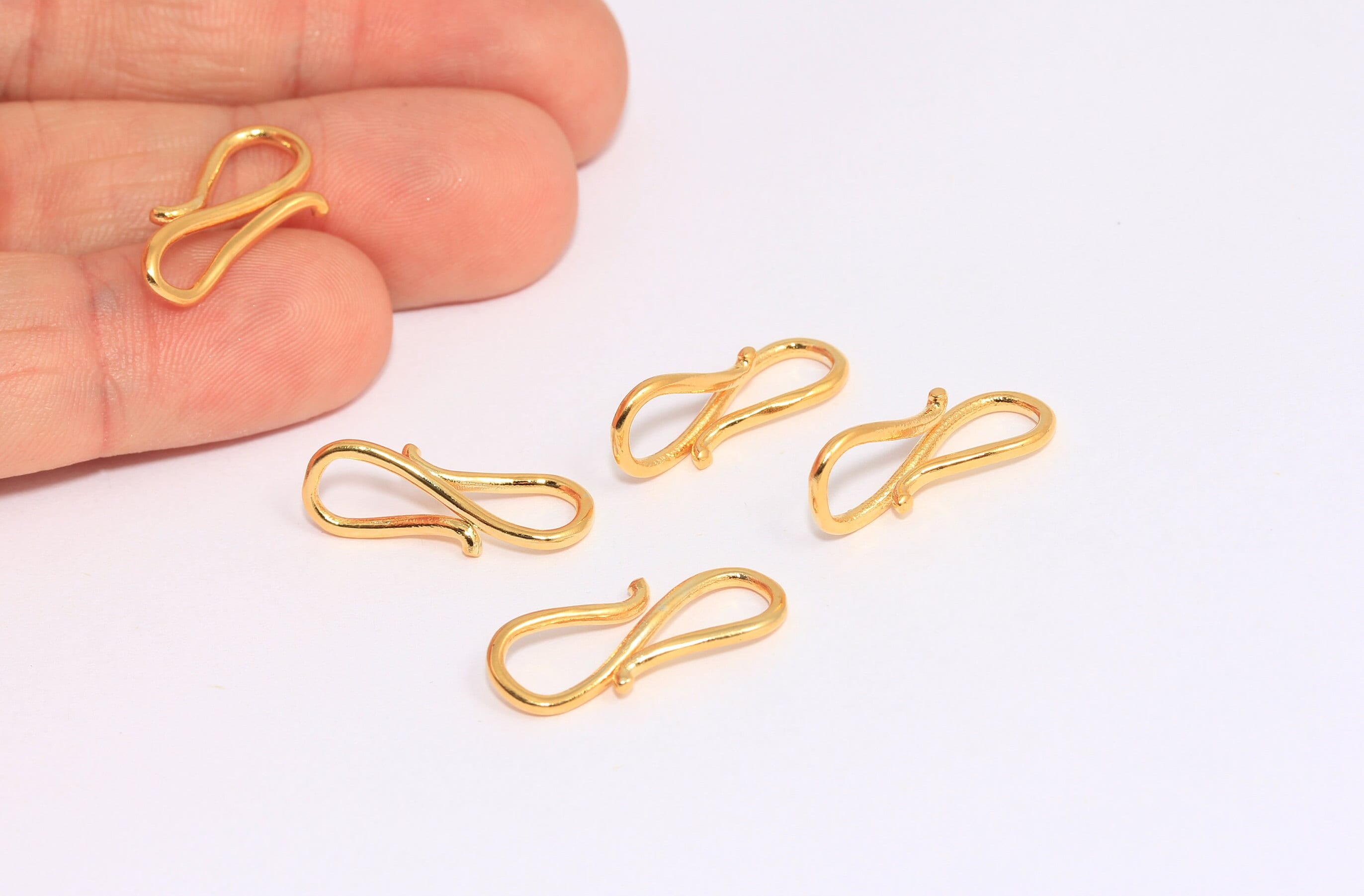 Chiusura per collana in oro lucido 24k da 21 mm, ciondoli con chiusura a S, ciondoli con connettore in oro, chiusure per collana, chiusura a gancio, c